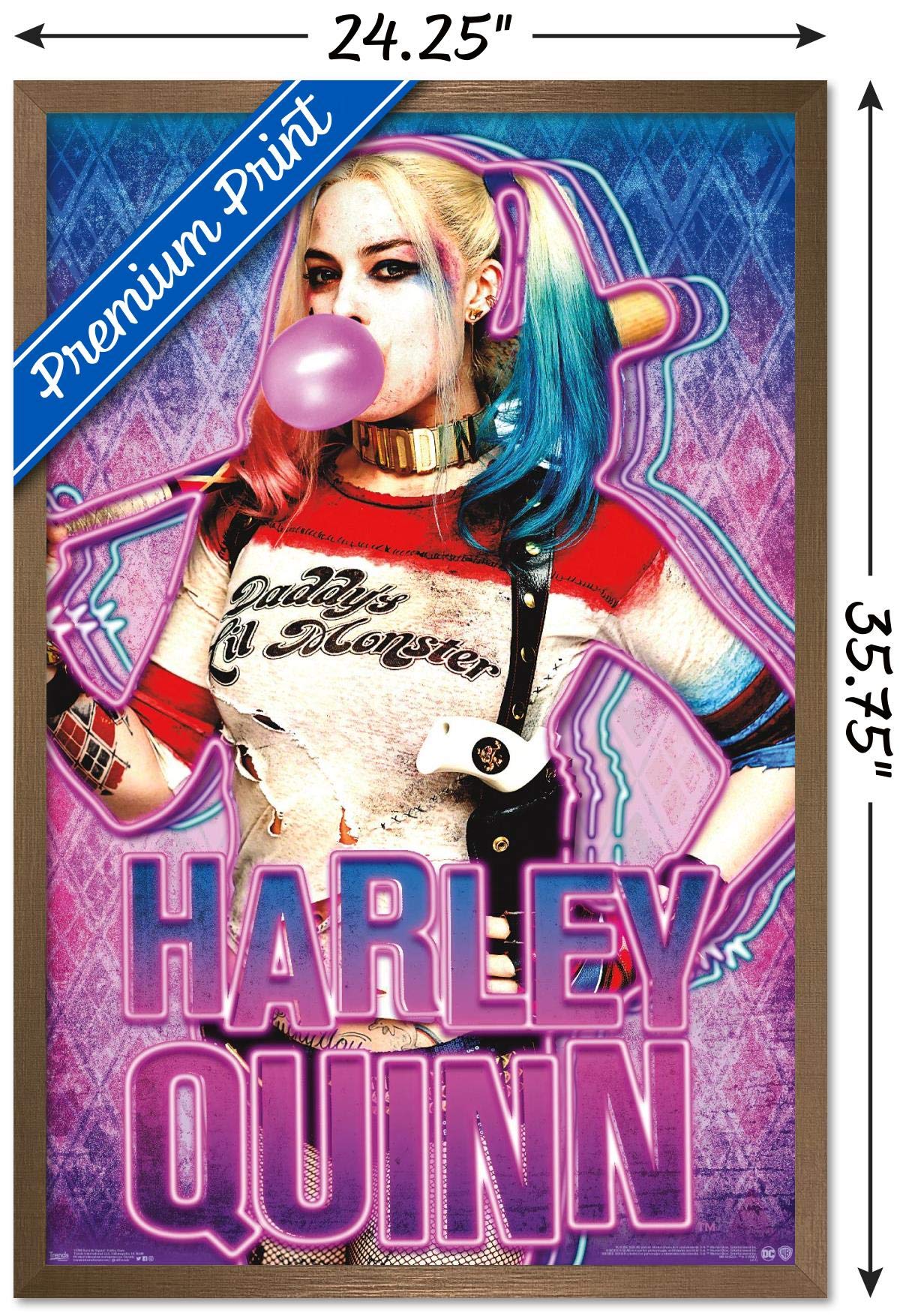 Trends International Dc Comics Movie - Suicide Squad - Harley Gum Wall Poster, 22.375'' X 34'', Bronze Framed Version