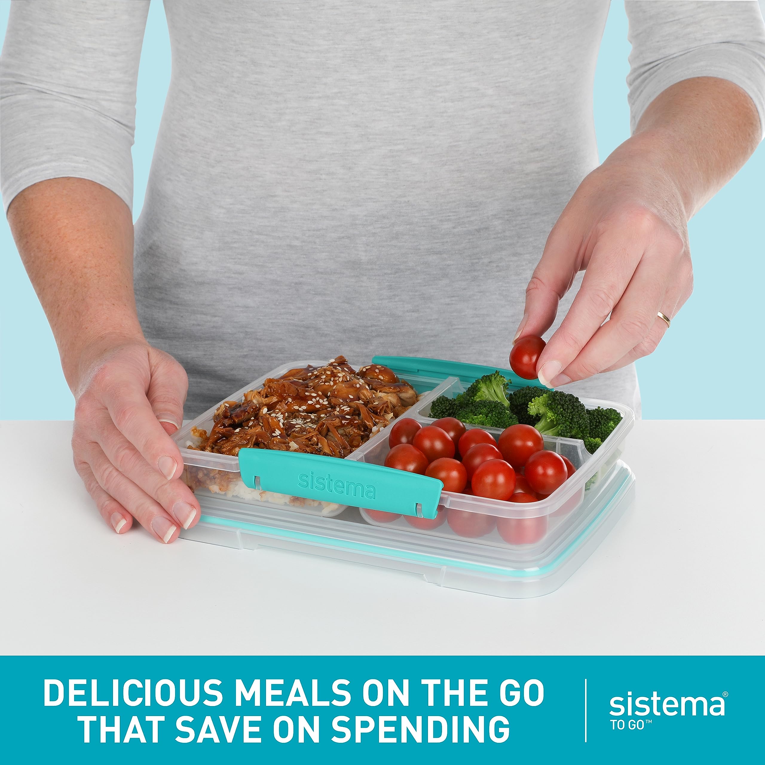 Sistema To go Multi Split Food Storage container  clear with coloured clips  820 ml