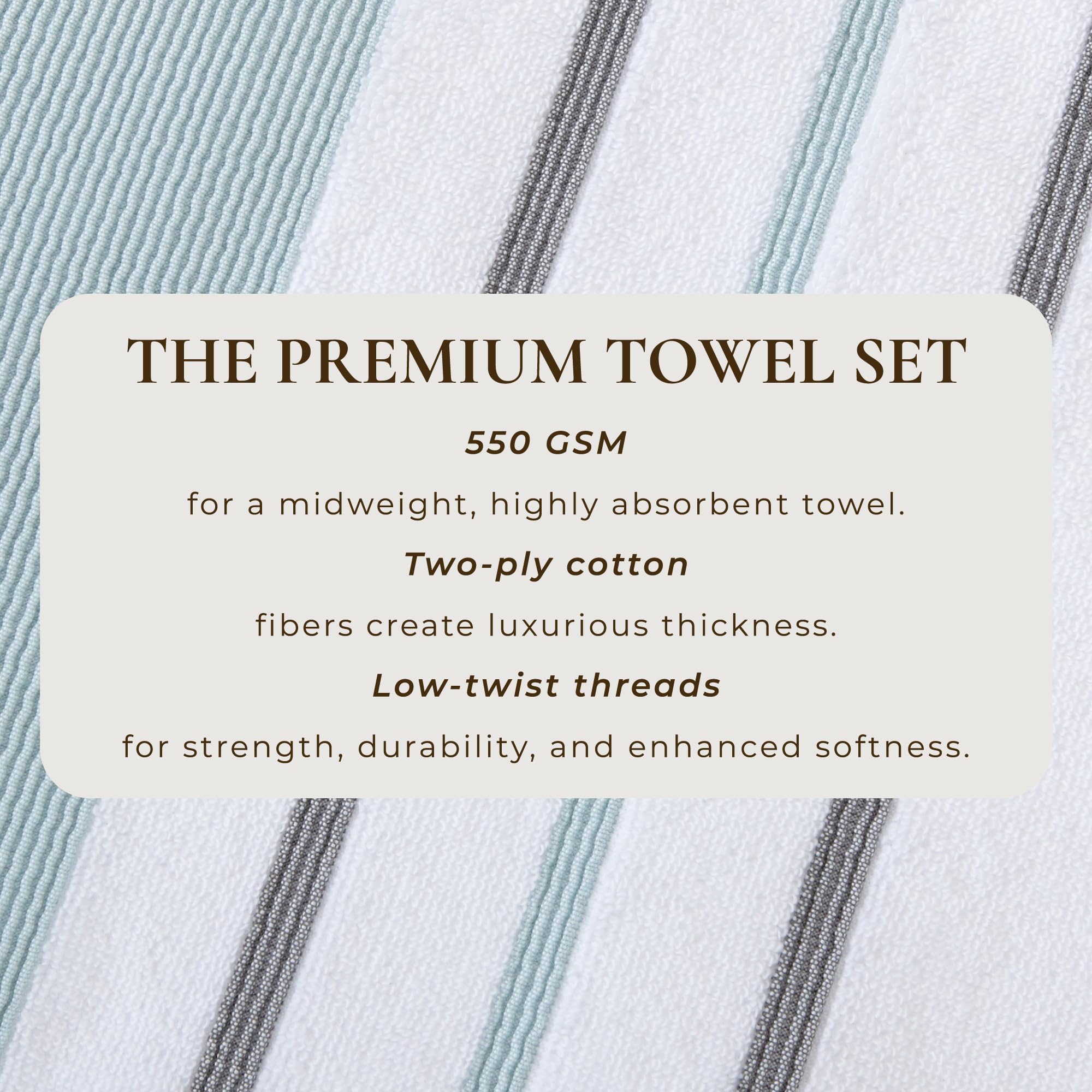 Great Bay Home 6-Piece Luxury Hotelspa Cotton Striped Towel Set, 500 Gsm Includes Bath Towels, Hand Towels And Washcloths Noelle