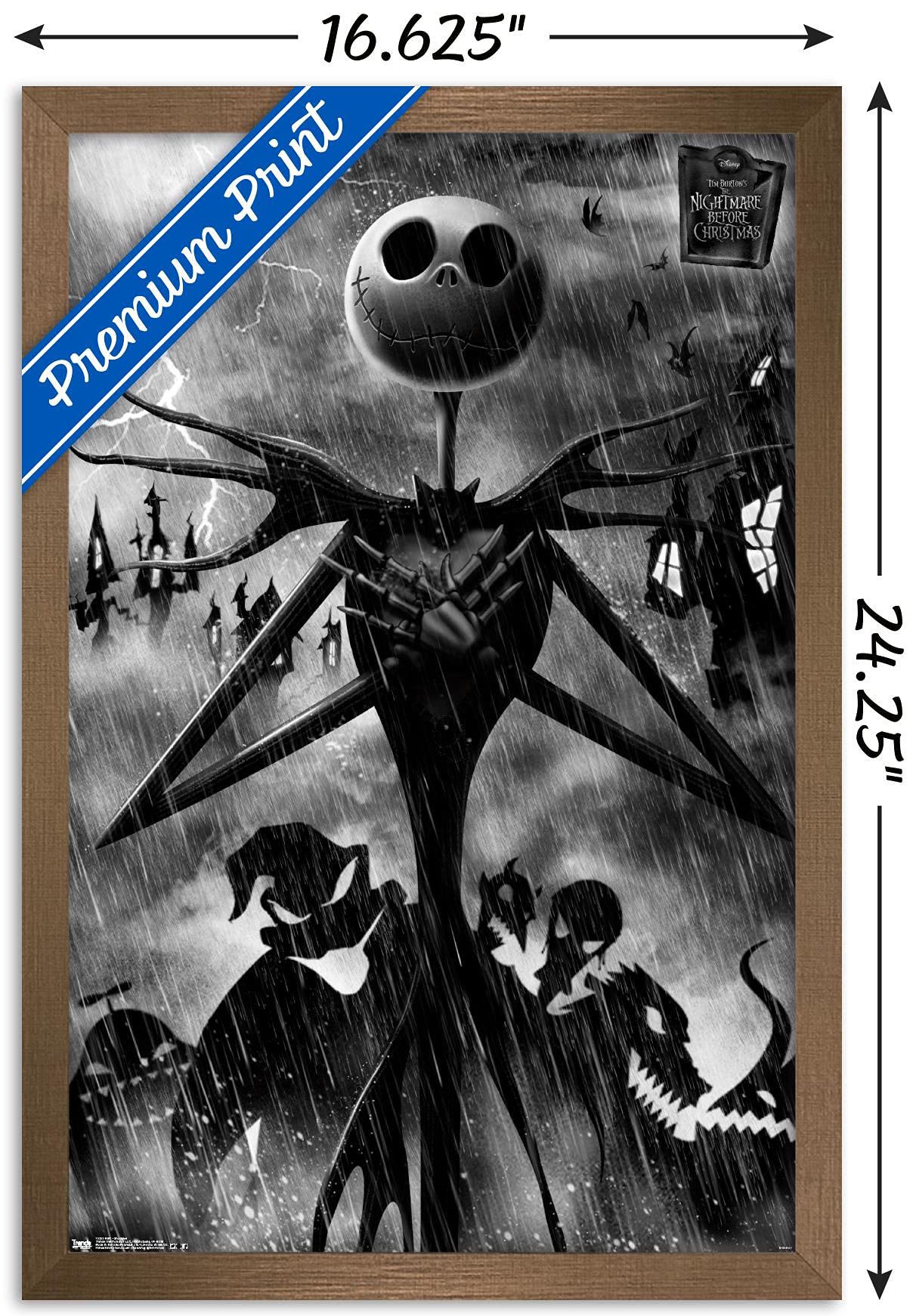 Trends International Disney Tim Burton'S The Nightmare Before Christmas-Shadows Wall Poster, 14.725'' X 22.375'', Bronze Framed