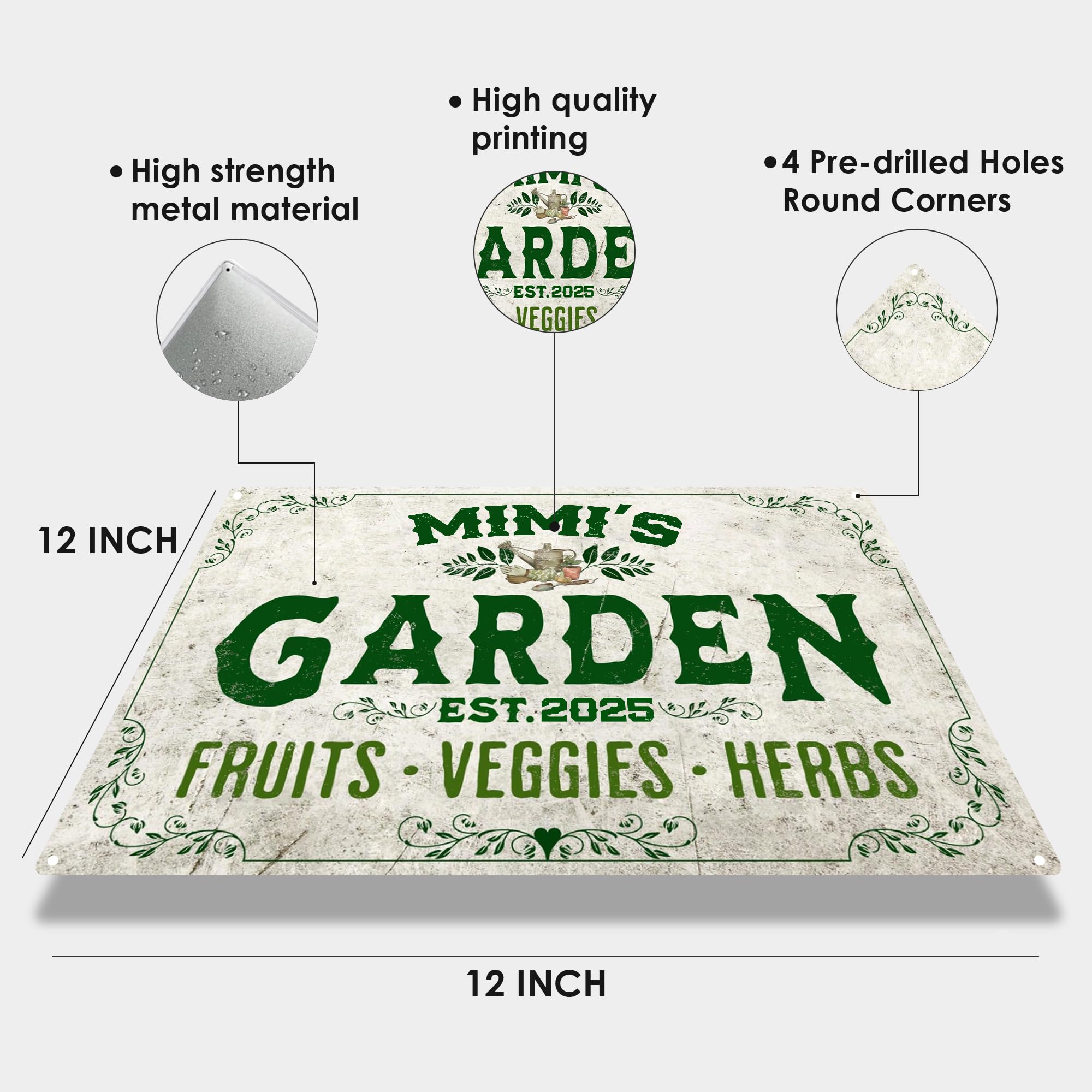 VNWEK Mimi's Garden Sign, Mimi Gifts for Grandma Metal Garden Signs, Grandma's Garden Sign Decor, Garden Gifts for Grandma Mimi,