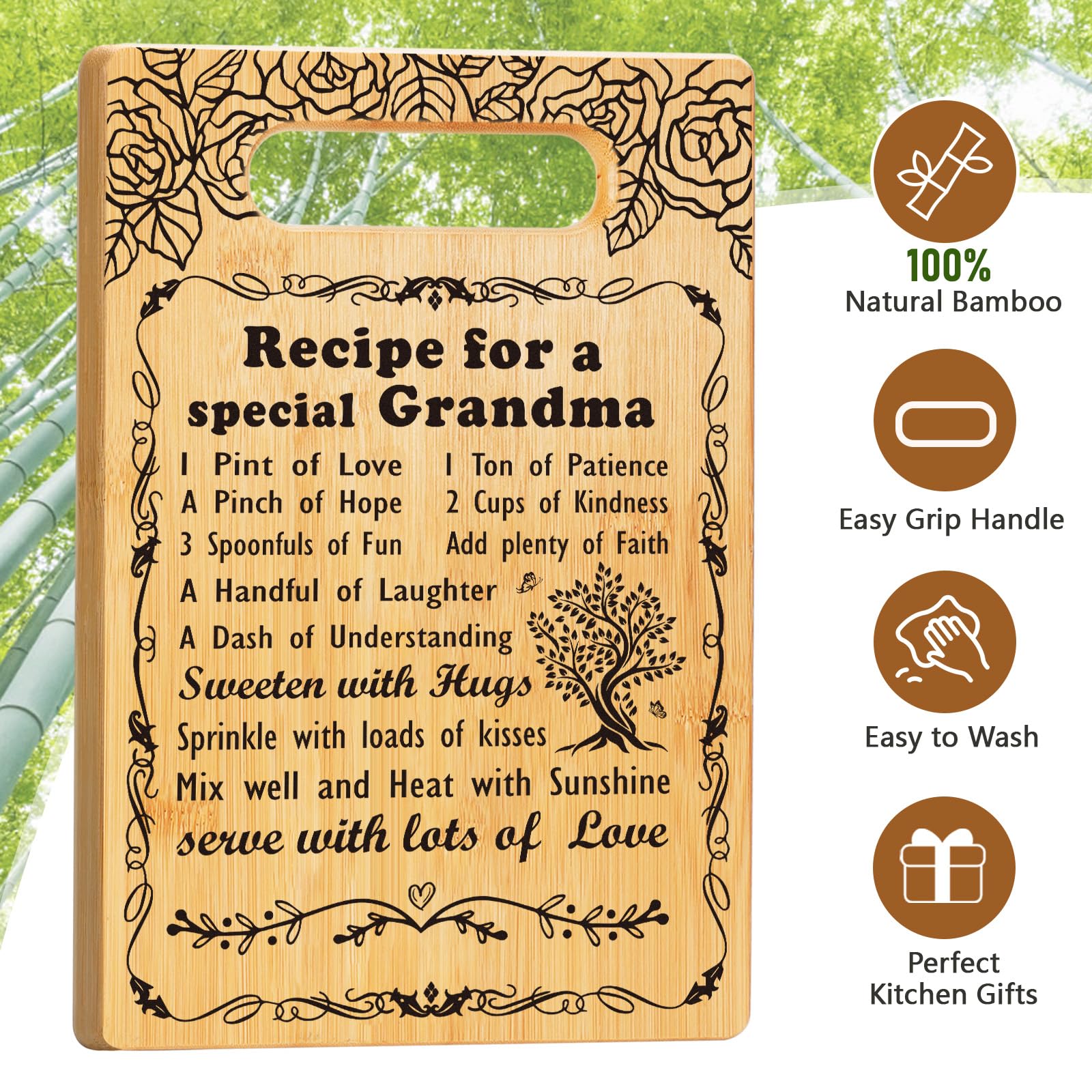 Christmas Grandma Gifts from Grandkids, Grandma Birthday Gifts Cutting Board Set Gift, Best Grandma Ever Gifts Great Grandma Chr