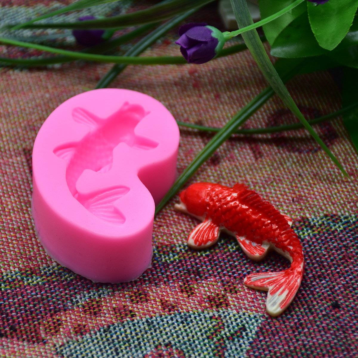MoldFun Silicone Koi Fish Fondant Mold - Clear, 2.5"x1.4" for Cake/Cupcake Decorating