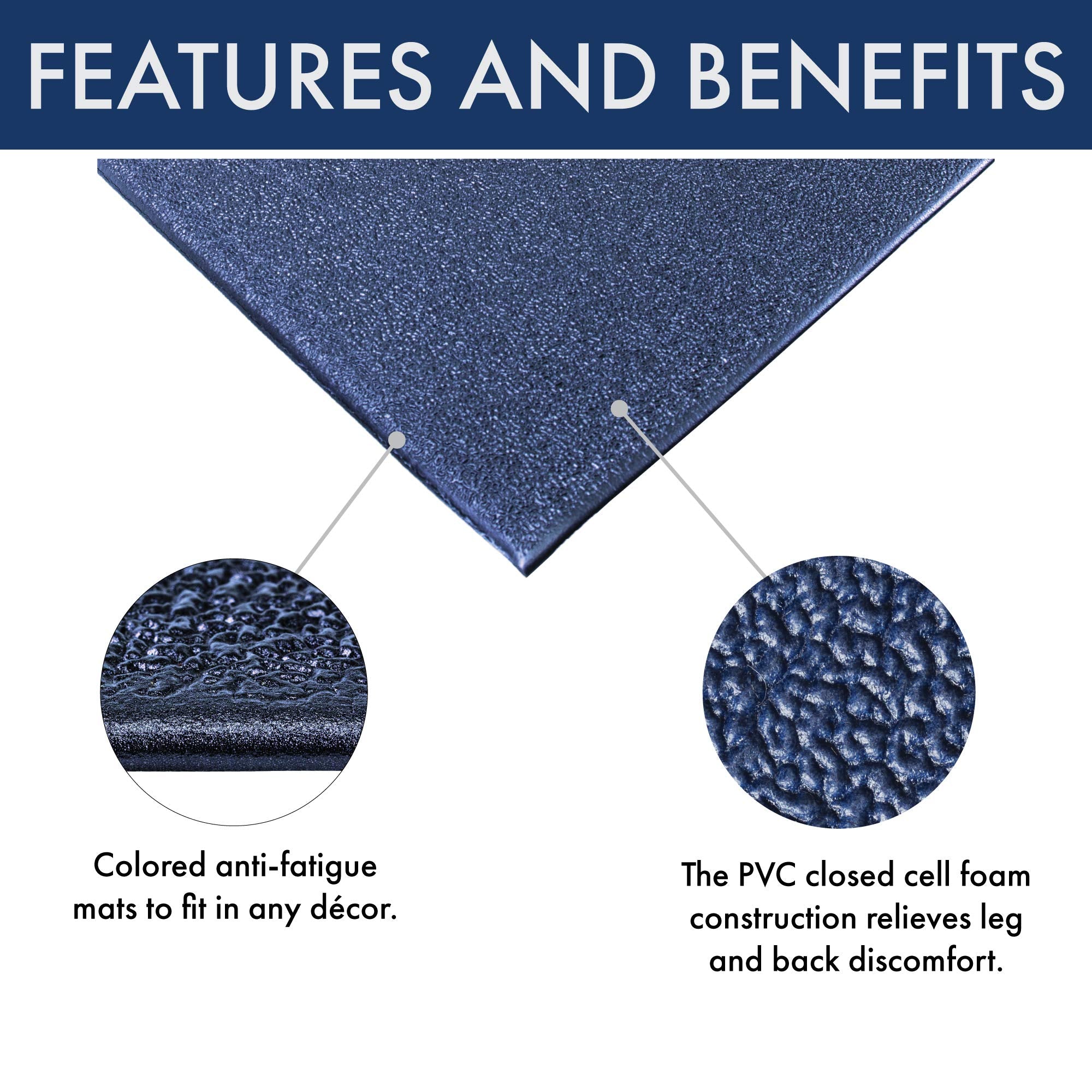 Notrax C01S2048Bu Kitchen Comfort Mat, 20'' Width X 48'' Length X 3/8'' Thickness, Blue