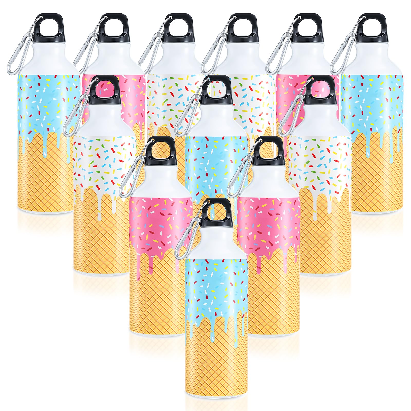 LemonRoad 12 Pcs 16 oz Ice Cream Drip Water Bottle Ice Cream Party Favor