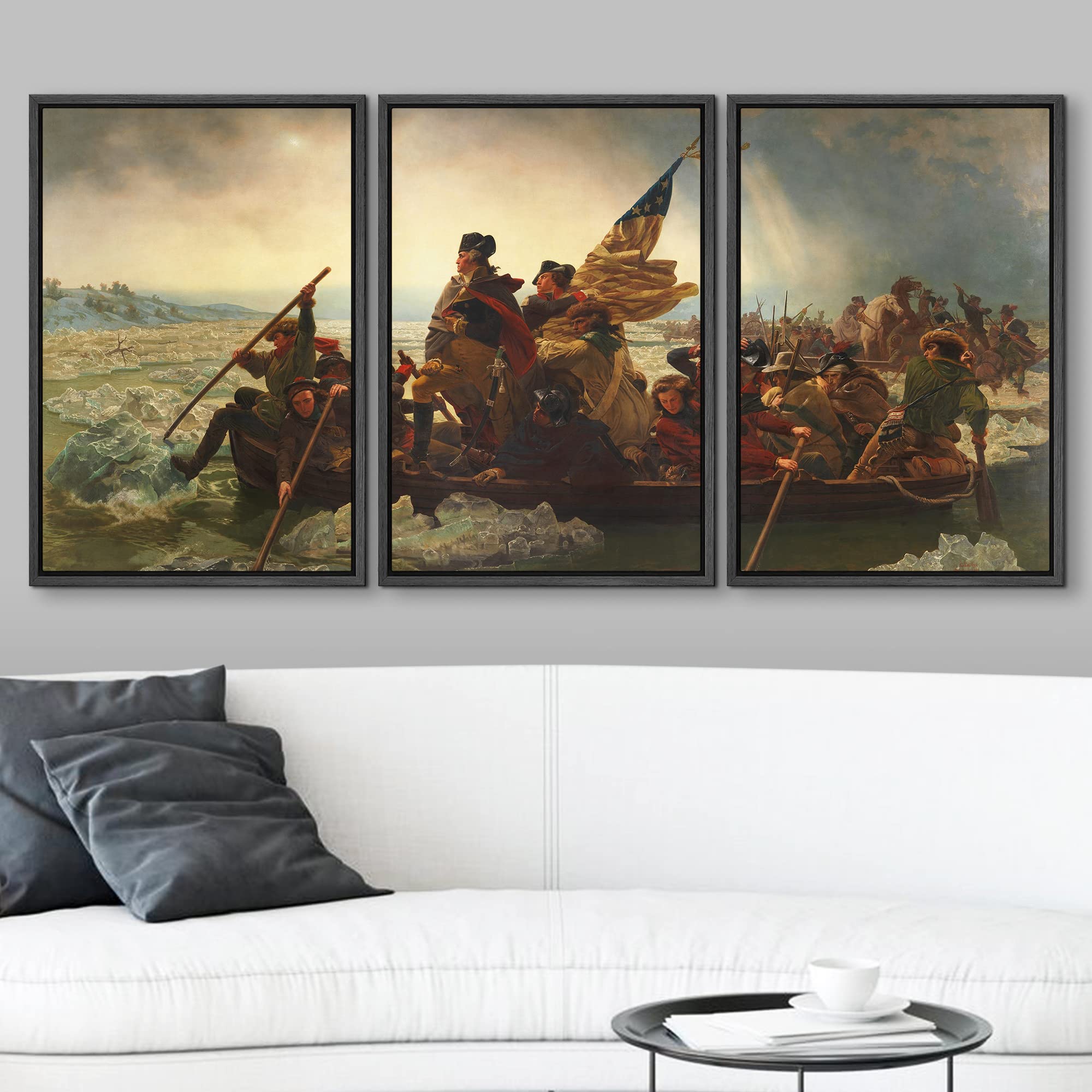 Wall26 Framed Canvas Print Wall Art Set Washington Crossing The Delaware By Emanuel Leutze Cultural Historic Oil Painting Fine A