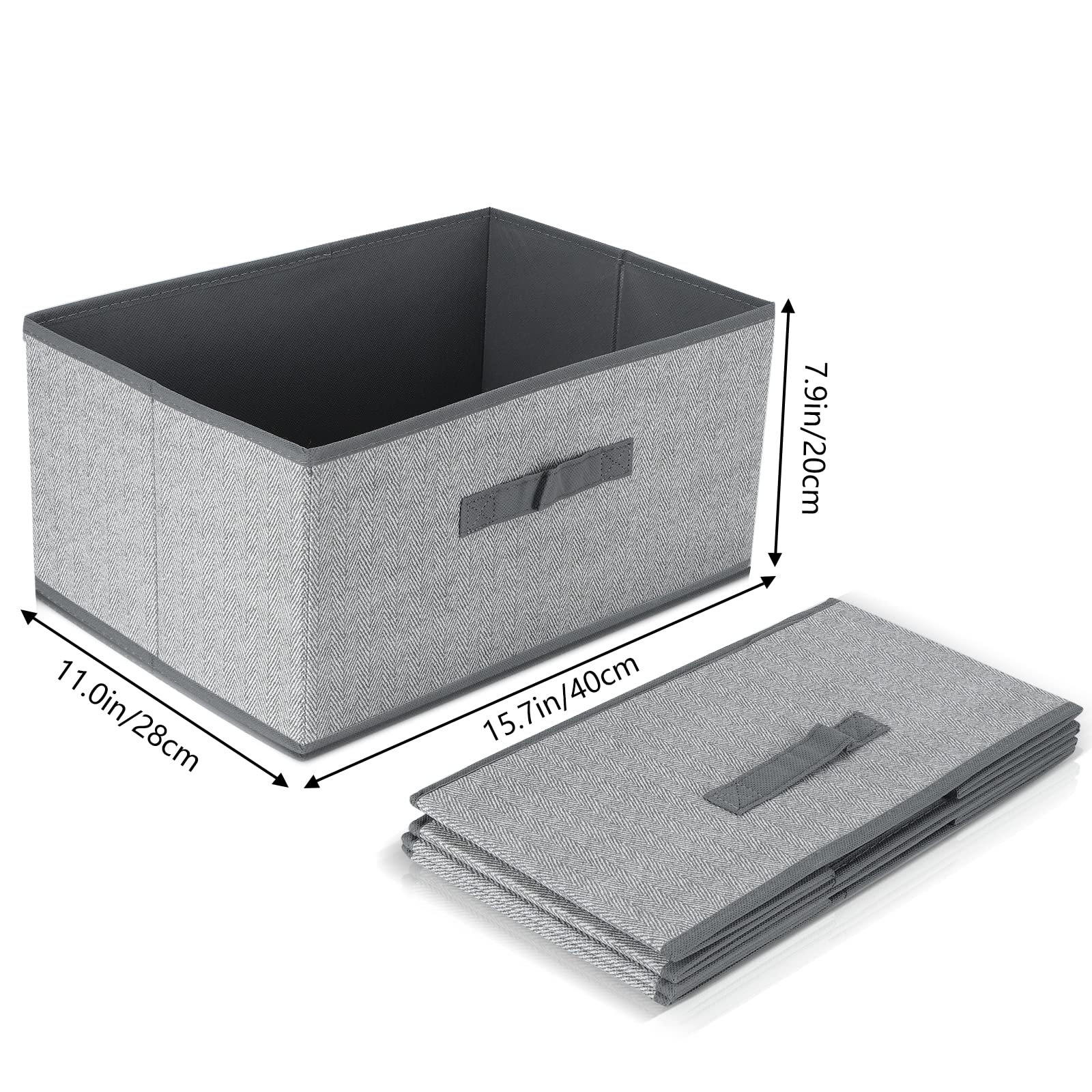 Dayard Fabric Bins [3-Pack], Foldable Cube Baskets Storage Boxes For Shelves, Closet, Bookshelf, Nursery Organizer Containers, 1