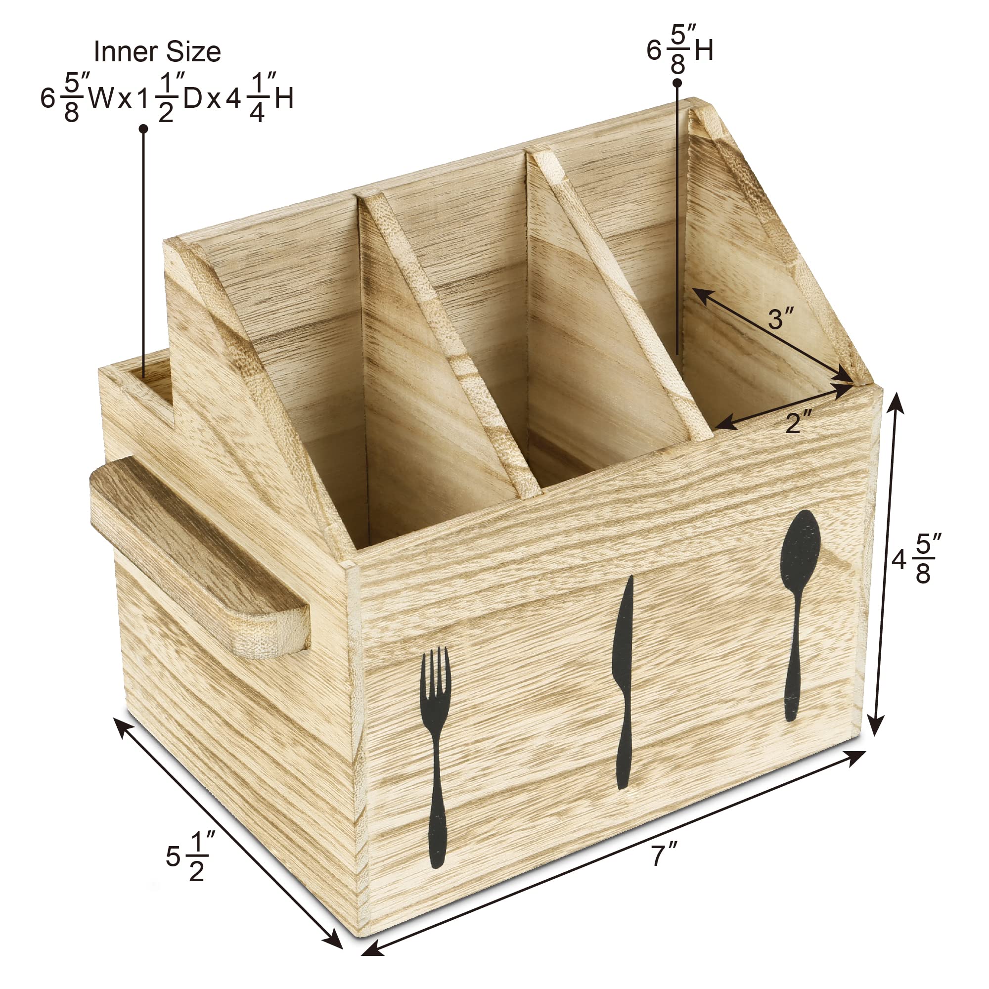 Ikee Design Wooden Flateware Utensil Caddy With Handles, Silverware Caddy, Fork And Spoon Holder ,Silverware Holder,Outdoor Uten