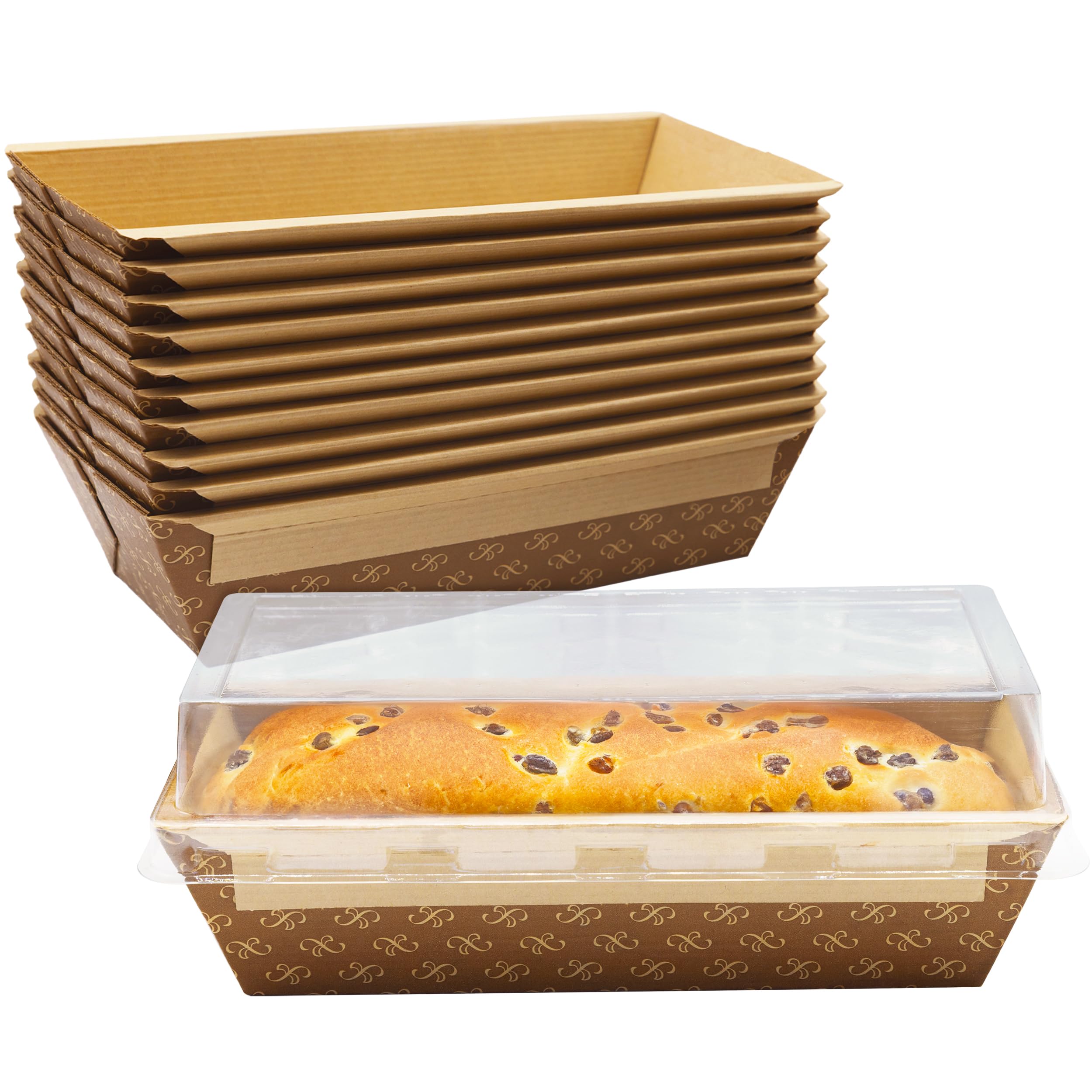 Avant Grub Baking Pan Chef Grade 1Lb Paper Loaf Pans 10 Pk. Elegant Disposable Bakeable Kraft Pan Supplies for Baking Bread, Sma