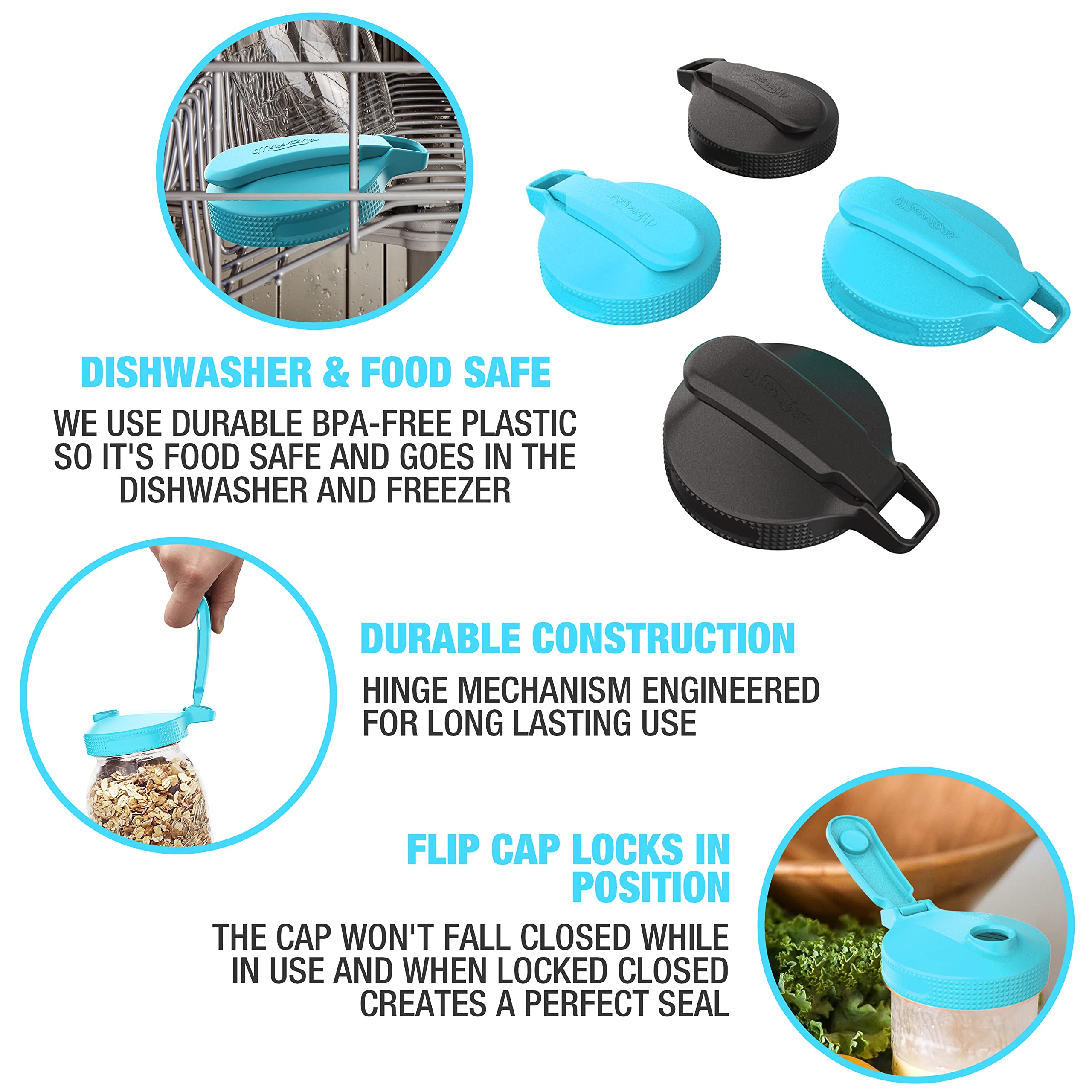 Masontops Multi Top Flip Cap Mason Jar Lid - Regular Mouth Mason Jar Pour Lids Small Mouth Mason Jar Lids Pour Spout And Flip Ca