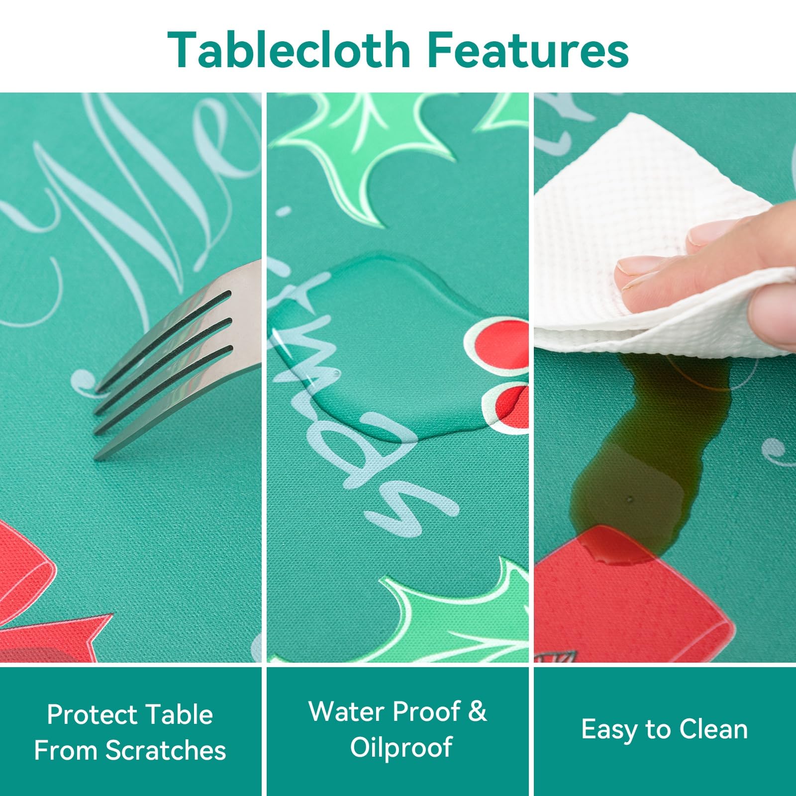 Dwellaid Christmas Tablecloth 52X70 Disposable Tablecloth Halloween Vinyl Tablecloth With Flannel Backing Oilcloth Waterproof Ta
