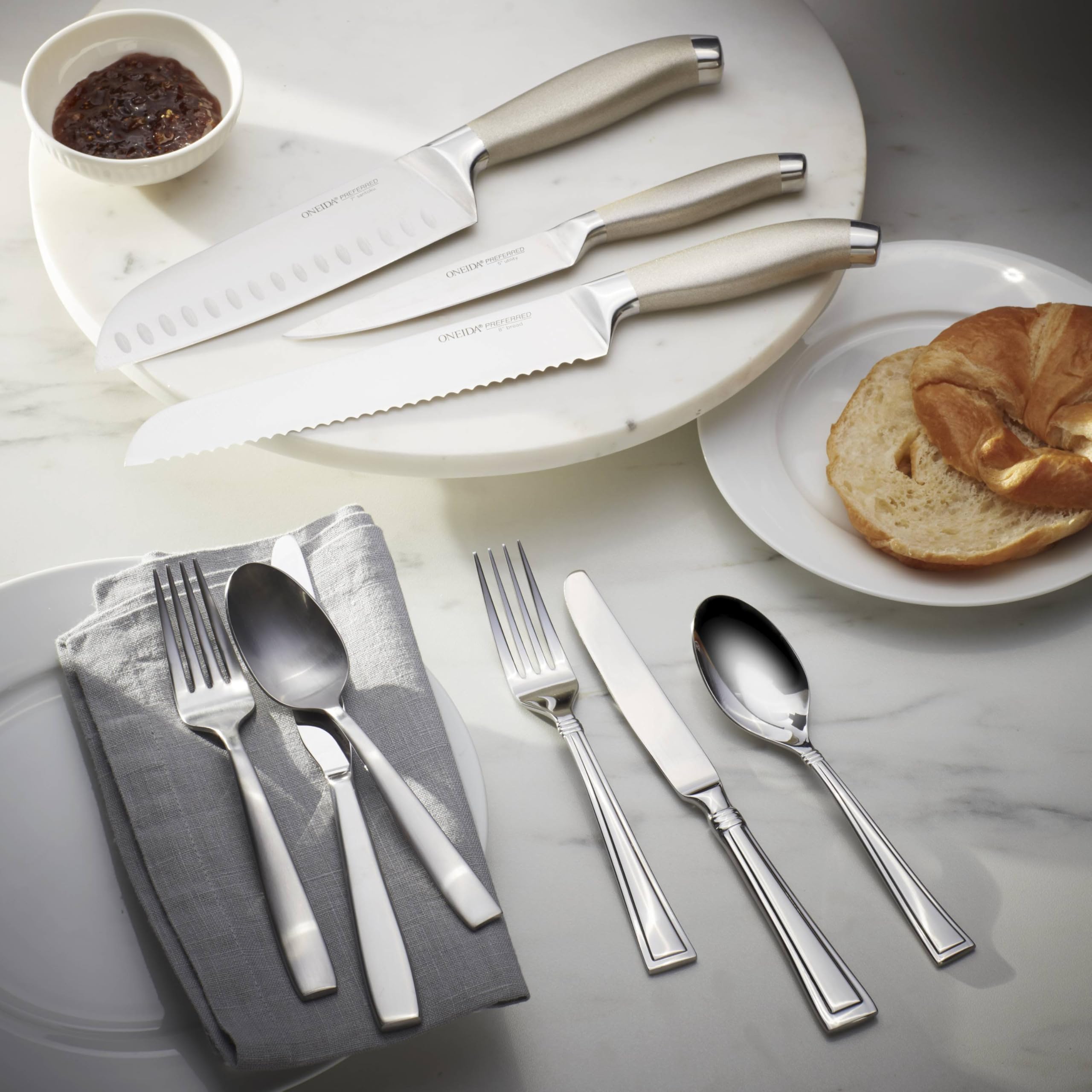 Oneida Butler 20 Piece Everyday Flatware, Service For 4, 18/0 Stainless Steel, Silverware Set