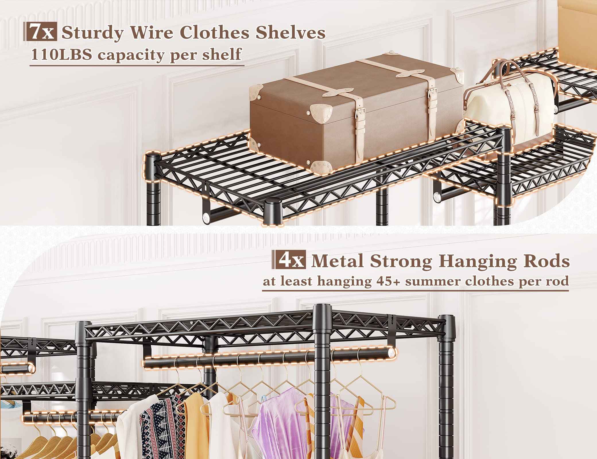 Raybee Clothes Rack Heavy Duty Clothing Racks For Hanging Clothes Adjustable Clothing Rack Portable Clothes Racks For Hanging Cl