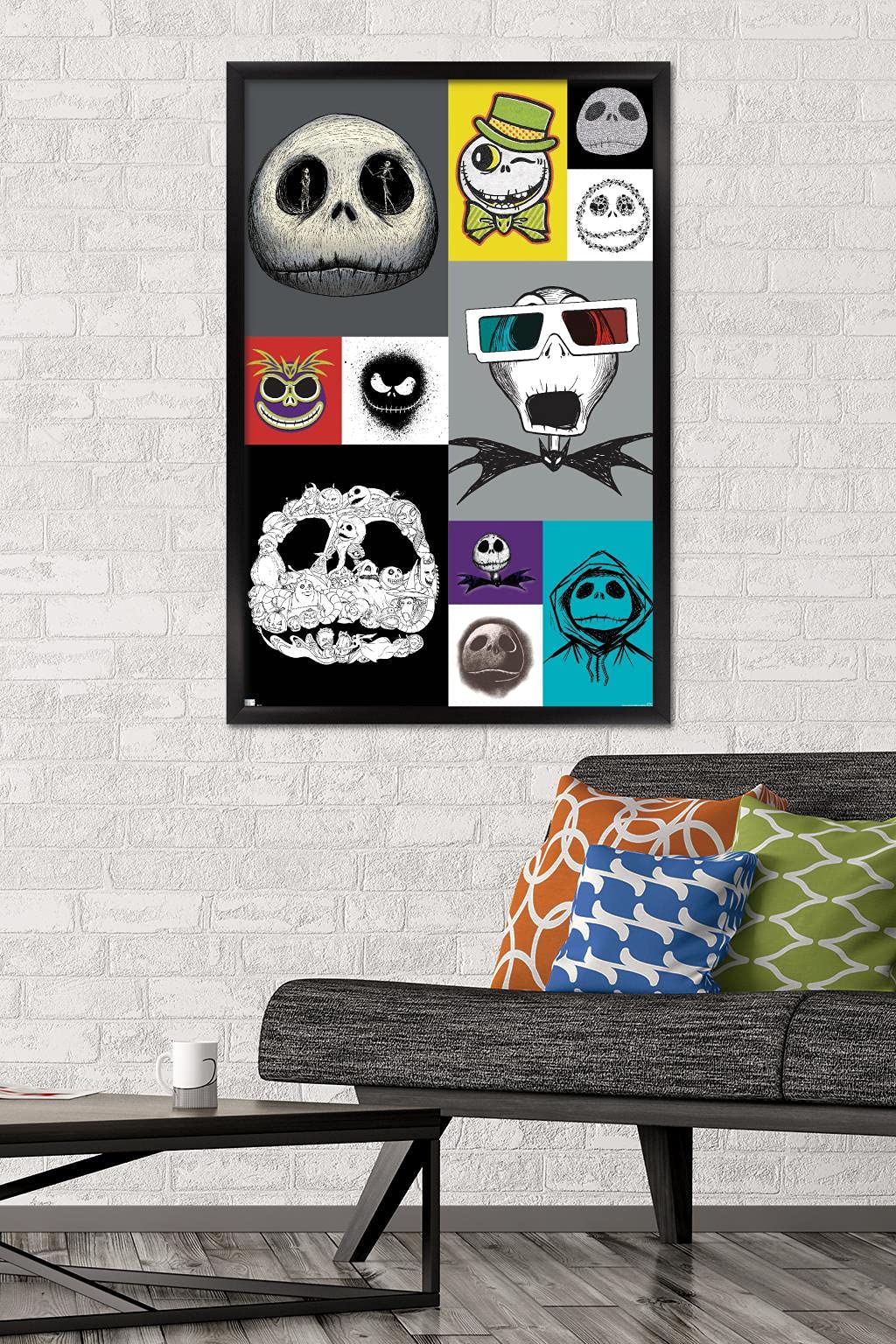 Trends International Disney Tim Burton'S The Nightmare Before Christmas - Jack Grid Wall Poster, 22.37'' X 34.00'', Black Framed