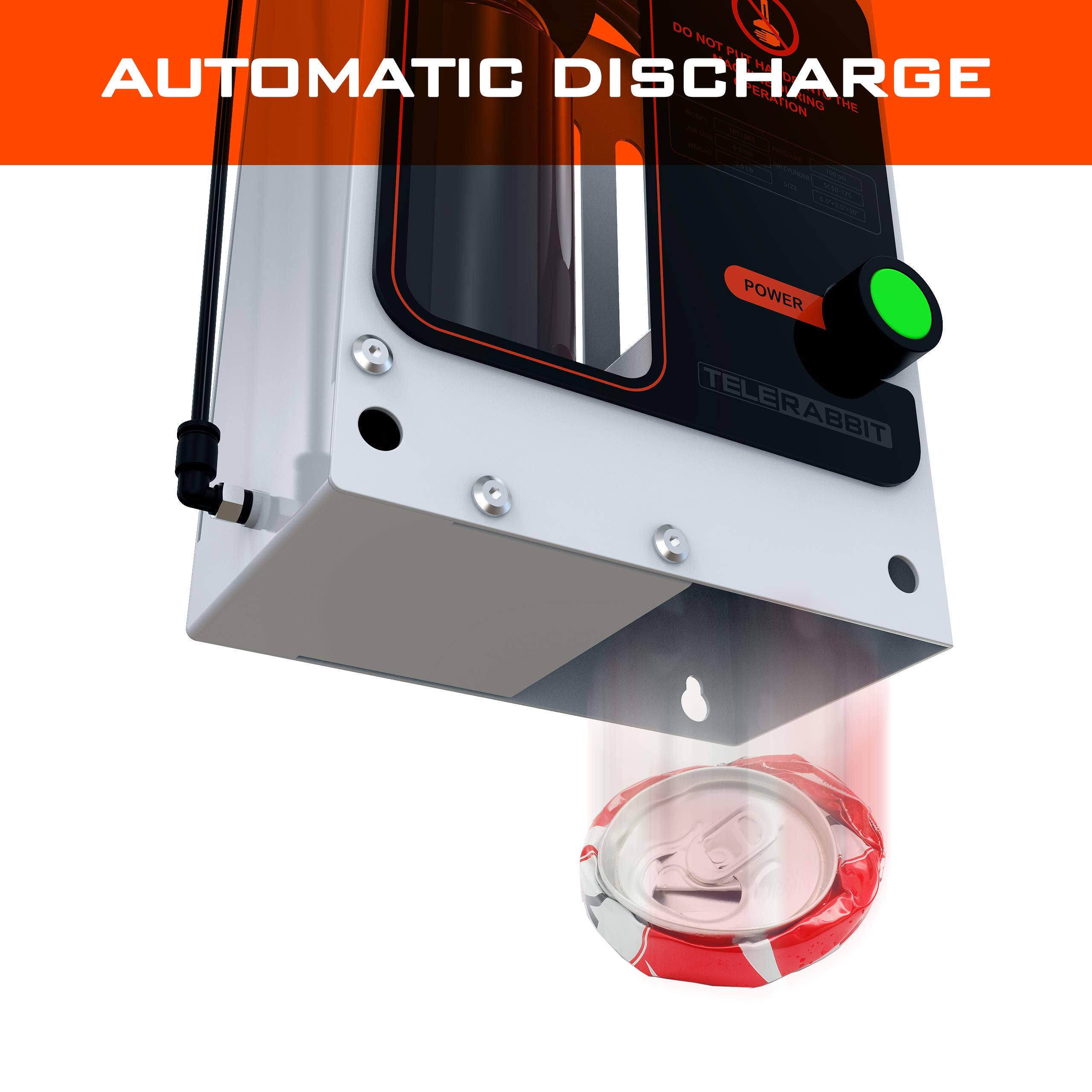 12Oz/16Oz Pneumatic Can Crusher, Aluminum Can Crusher For Recycling, Wall Mounted Can Smasher, Automatic Discharge After Crushed