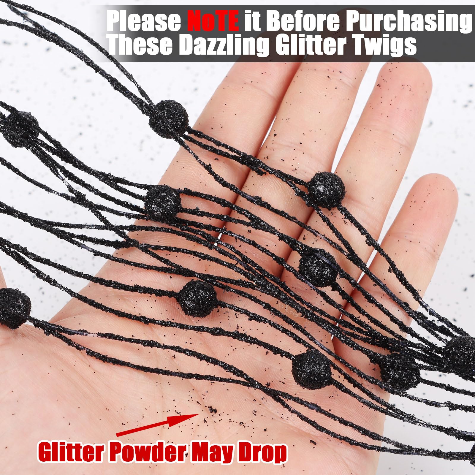 LOAVER 18 Pack Christmas Artificial Glitter Berry Stem Ornaments,17 Inches Decorative Picks Glittery Twigs Bead Sticks for Chris