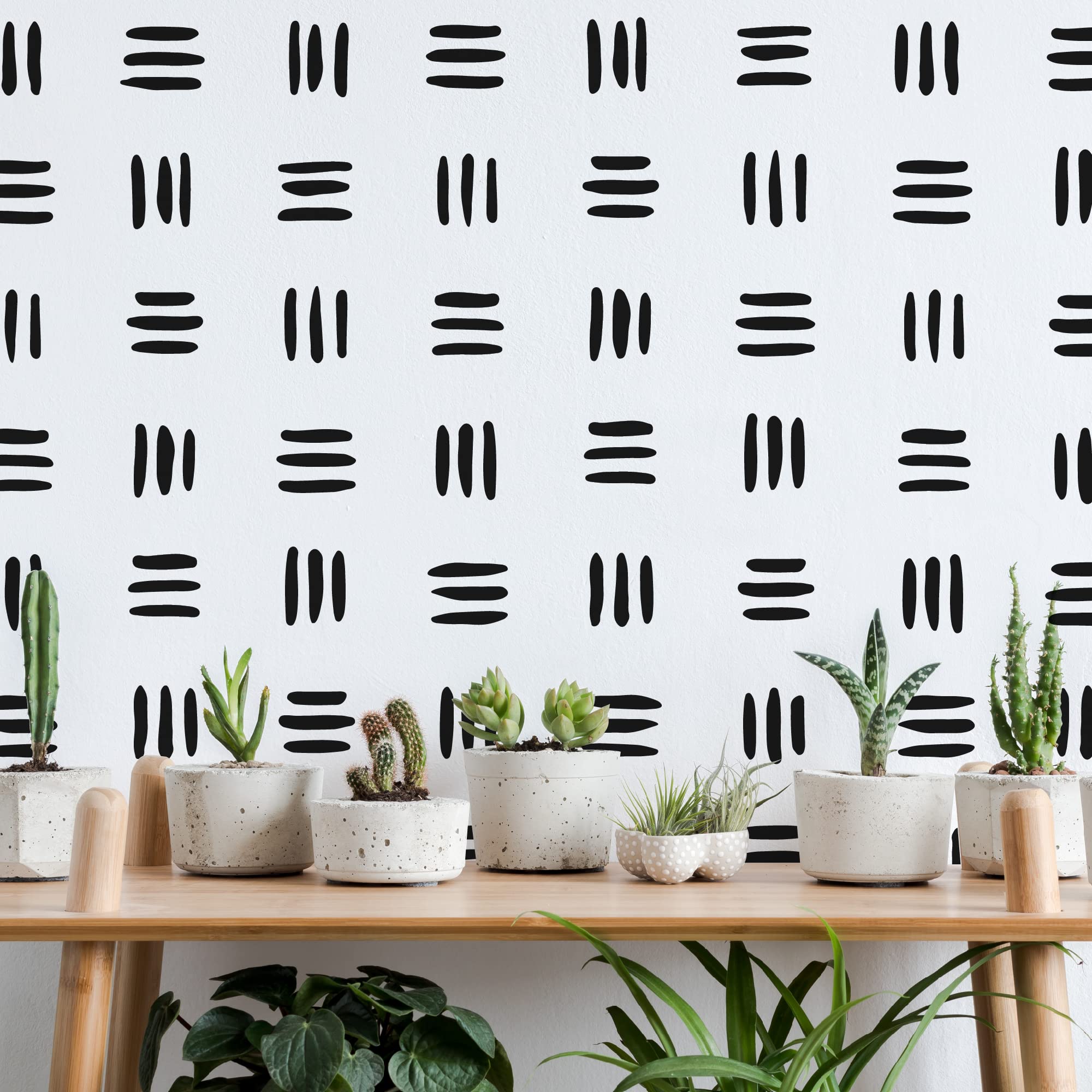 Shyjshyj 3 Lines Black Vinyl Wall Decals, Peel And Stick Modern Abstract Boho Wall Art Stickers Kids Nursery Bedroom Living Room