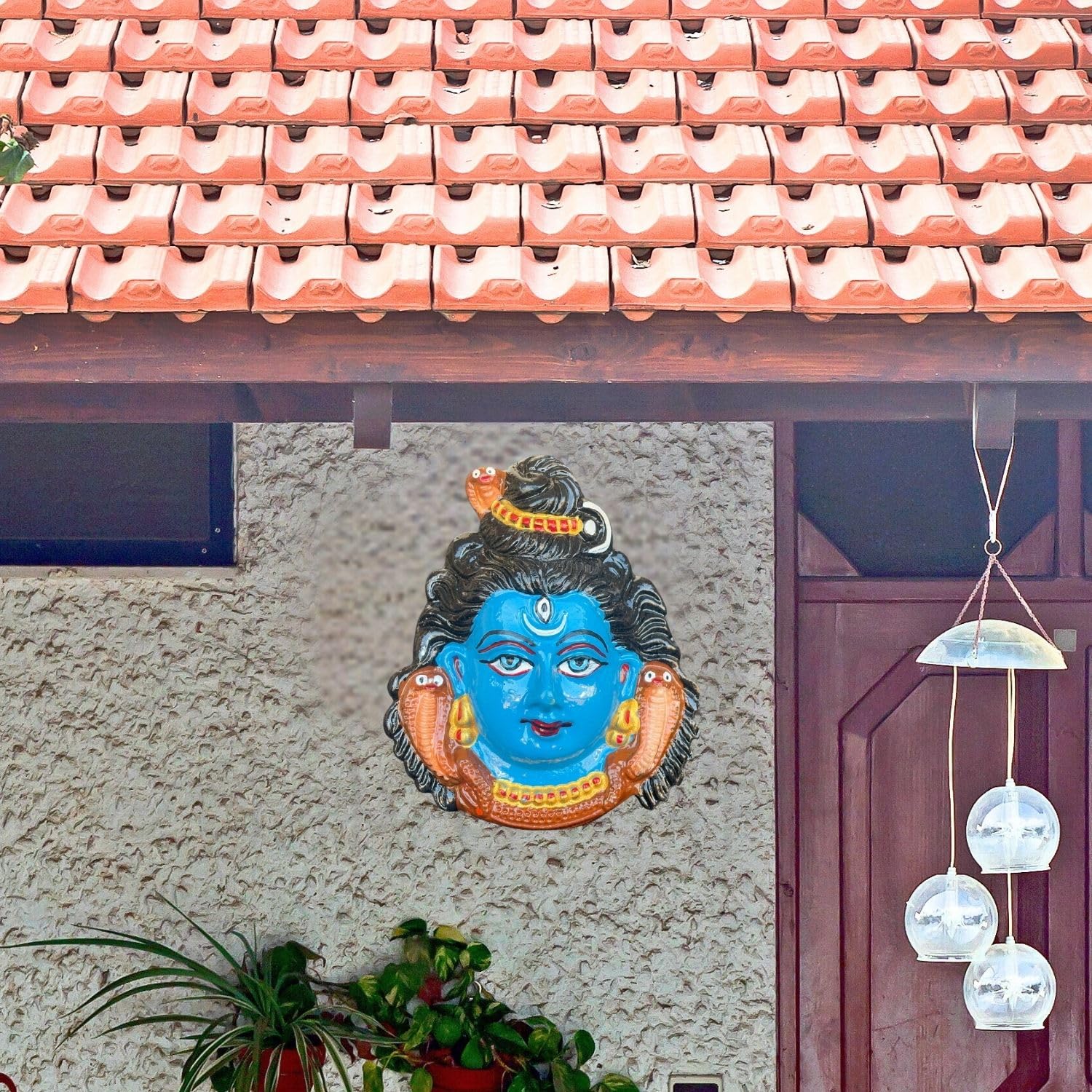 Salvus App Solutions Unique Metal Lord Shiva/Mahakal Face Wall Hanging For Decoration & Evil Eye Protection For Home, Office & S