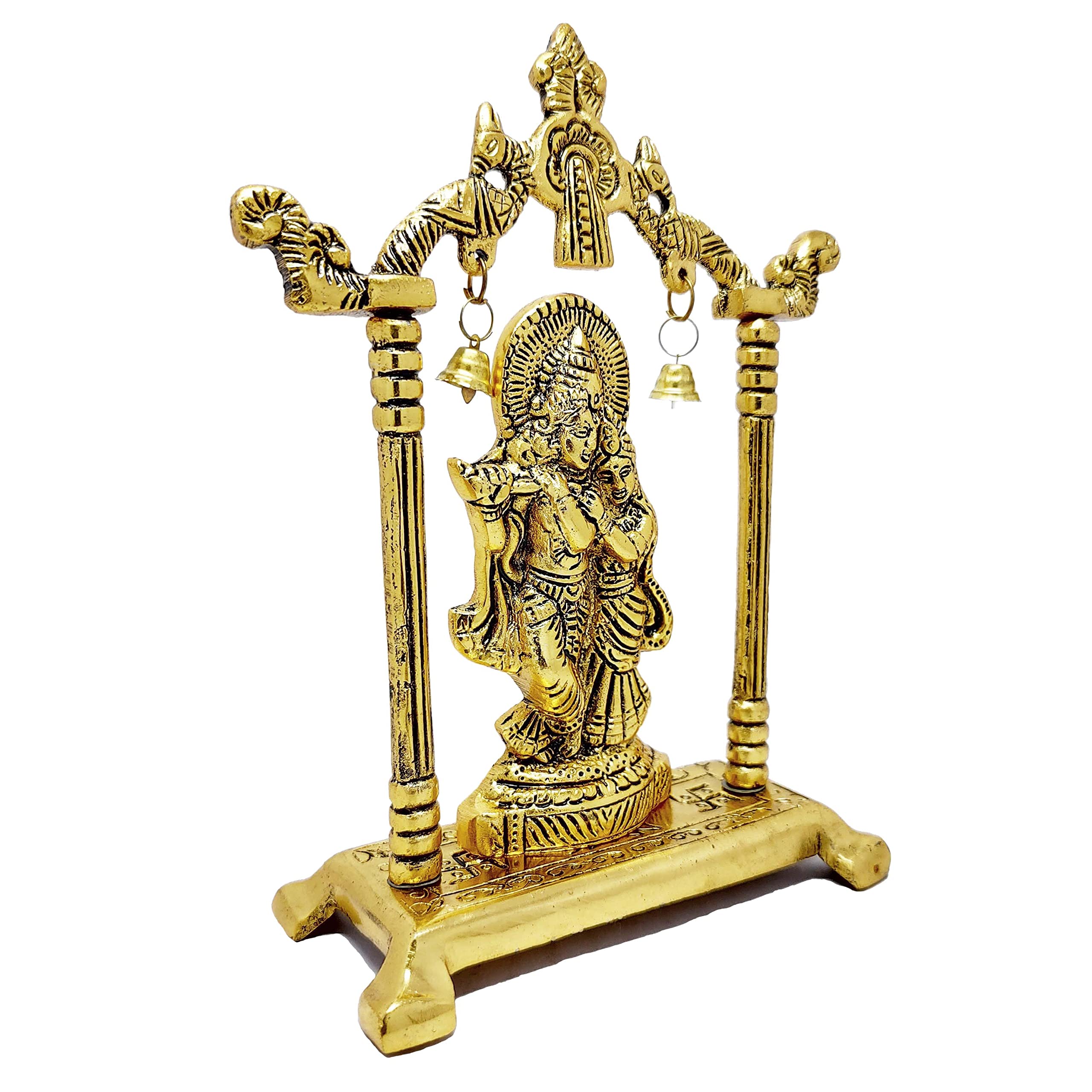 KridayKraft Metal Radha Krishna Statue Gold Plated Decor Your Home,Office & Radha Krishna Murti Idol Showpiece Figurines,Religio