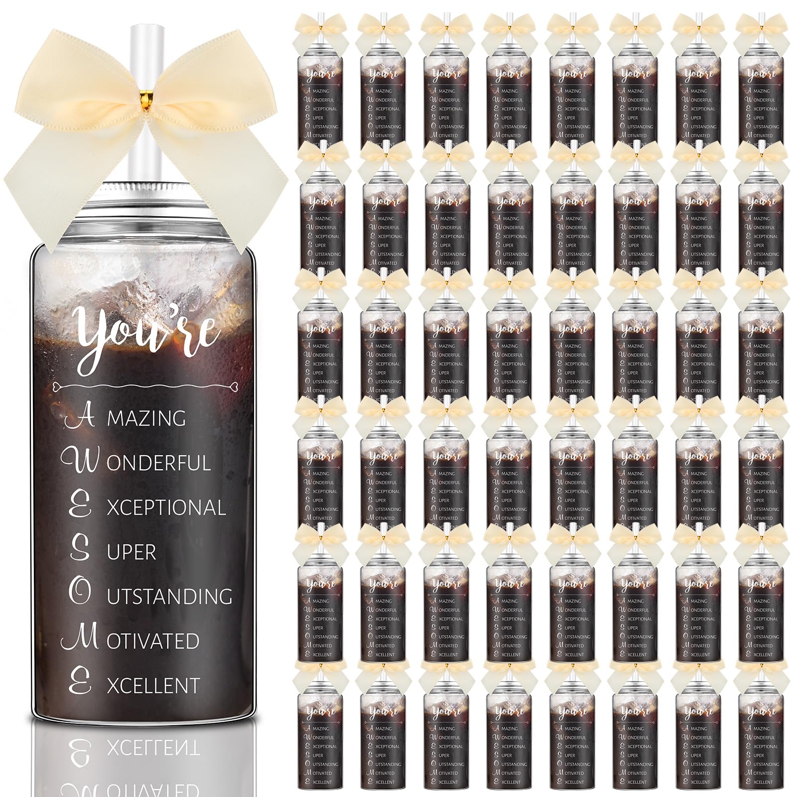Skylety 24 Pack Inspirational Appreciation Gifts Bulk for Women Staff Coworker Teacher Appreciation Gift Cups Bulk with Lid Stra