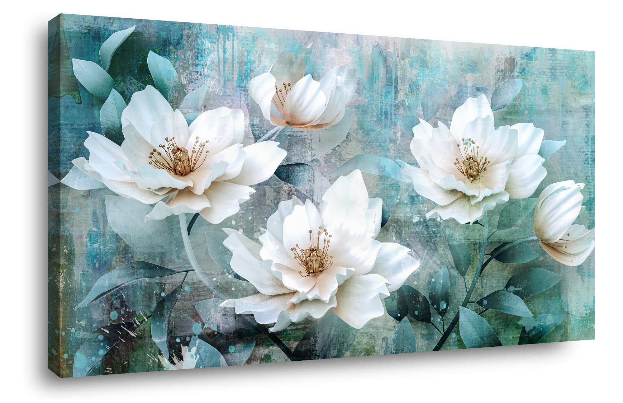Canvas Prints Abstract Roses Wall Art For Living Room Grey Green Painting Watercolor Paintings Flowers Floribunda Framed Canvas