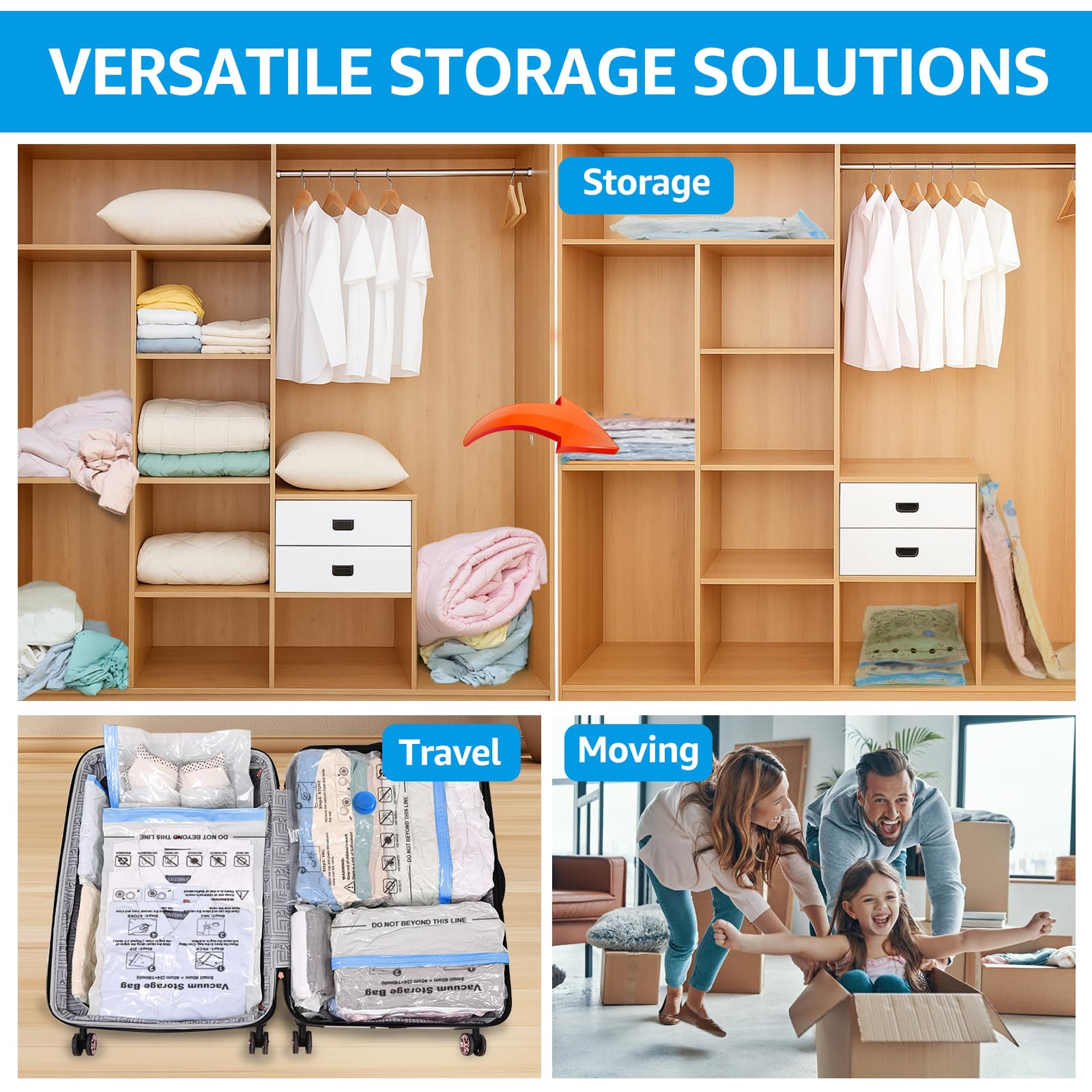 BoxLegend Vacuum Storage Bags with Hand Pump 6 Medium 19.68x27.56 Thickened Vacuum Seal Bags for Clothing Bed Sheets Pillowcases