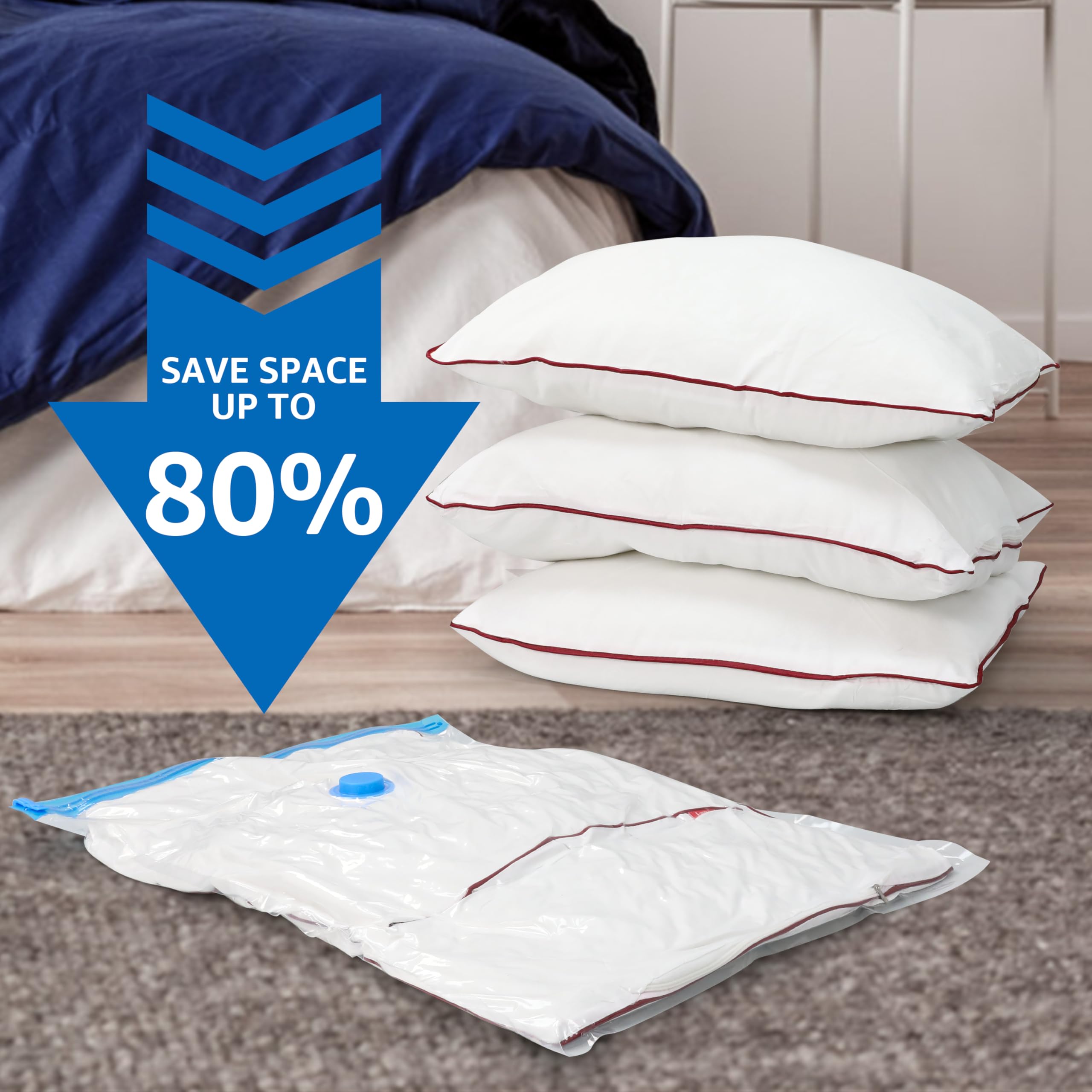 Simple Deluxe Vacuum Storage Bags 20 Pack, Space Saver Bags with Hand Pump, Vacuum Seal Bags for Clothing Travel, Comforters, Bl