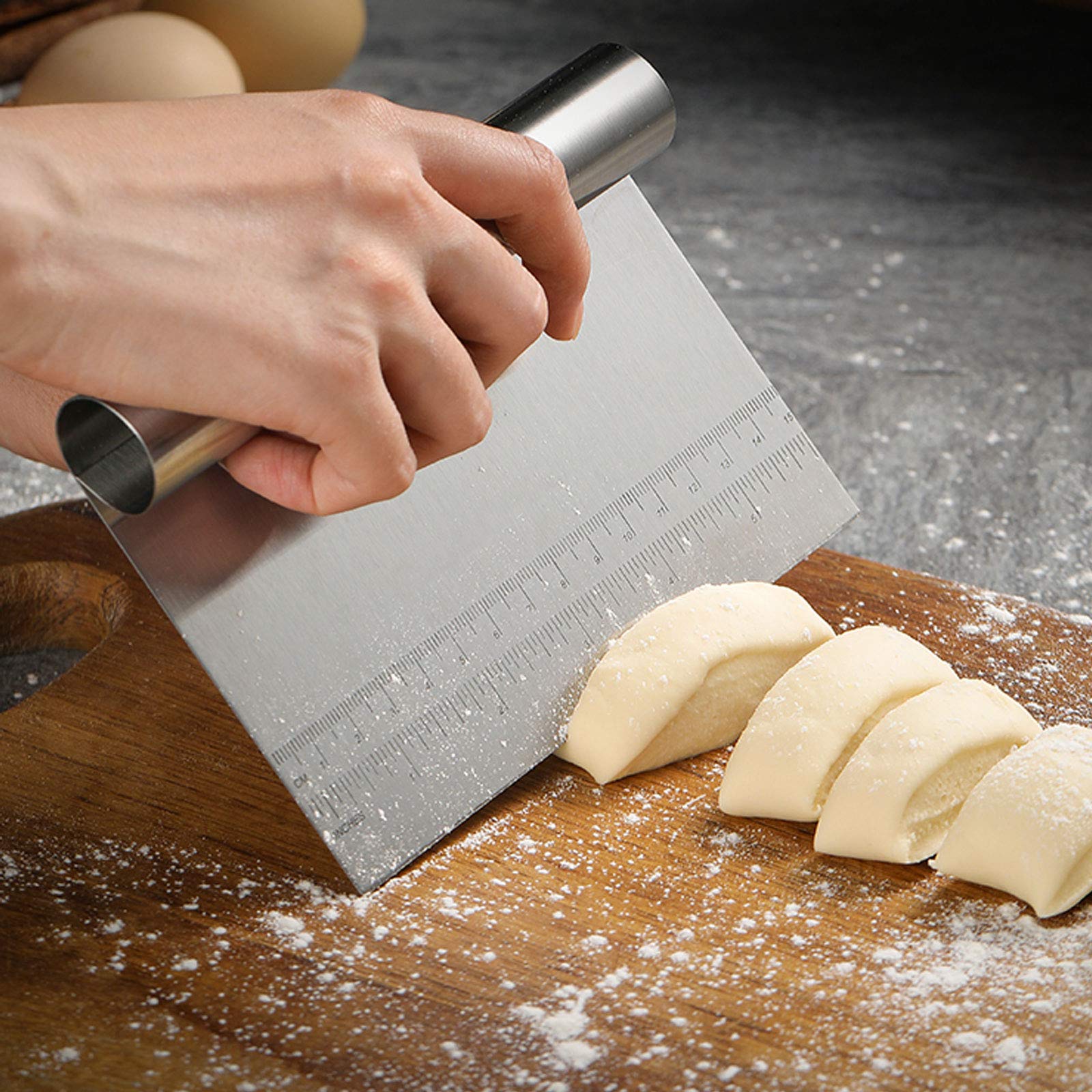 Aoobaba 4 Pieces Pizza Tools Set Incl Dough Cutter Roller Docker And Pizza Cutter Wheel, Pastry Pizza Pie Roller Rolling Pins An