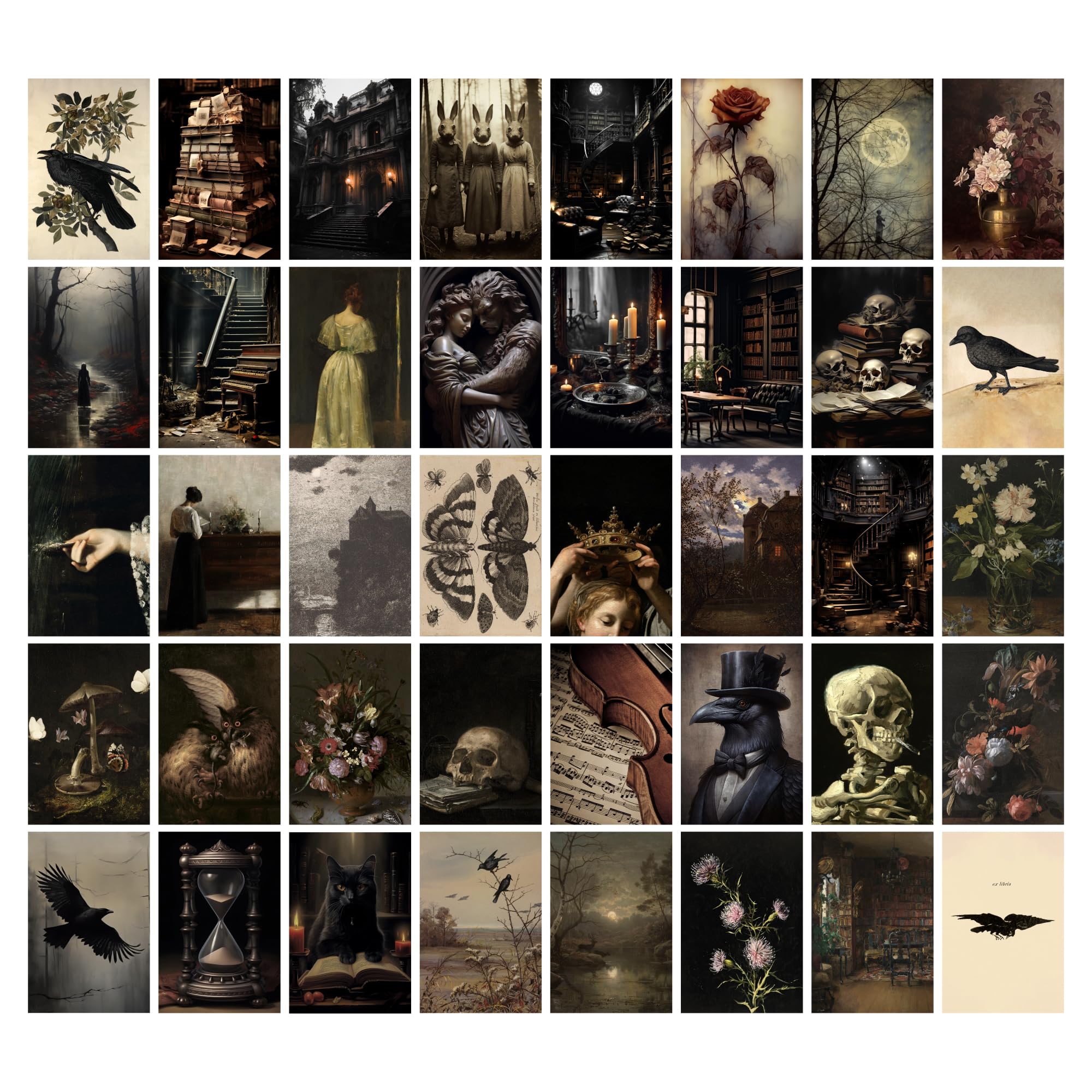 97 Decor Moody Dark Academia Decor - 40Pcs Victorian Gothic Decor For Home, Vintage Dark Academia Wall Art Prints, Witchy Goth W