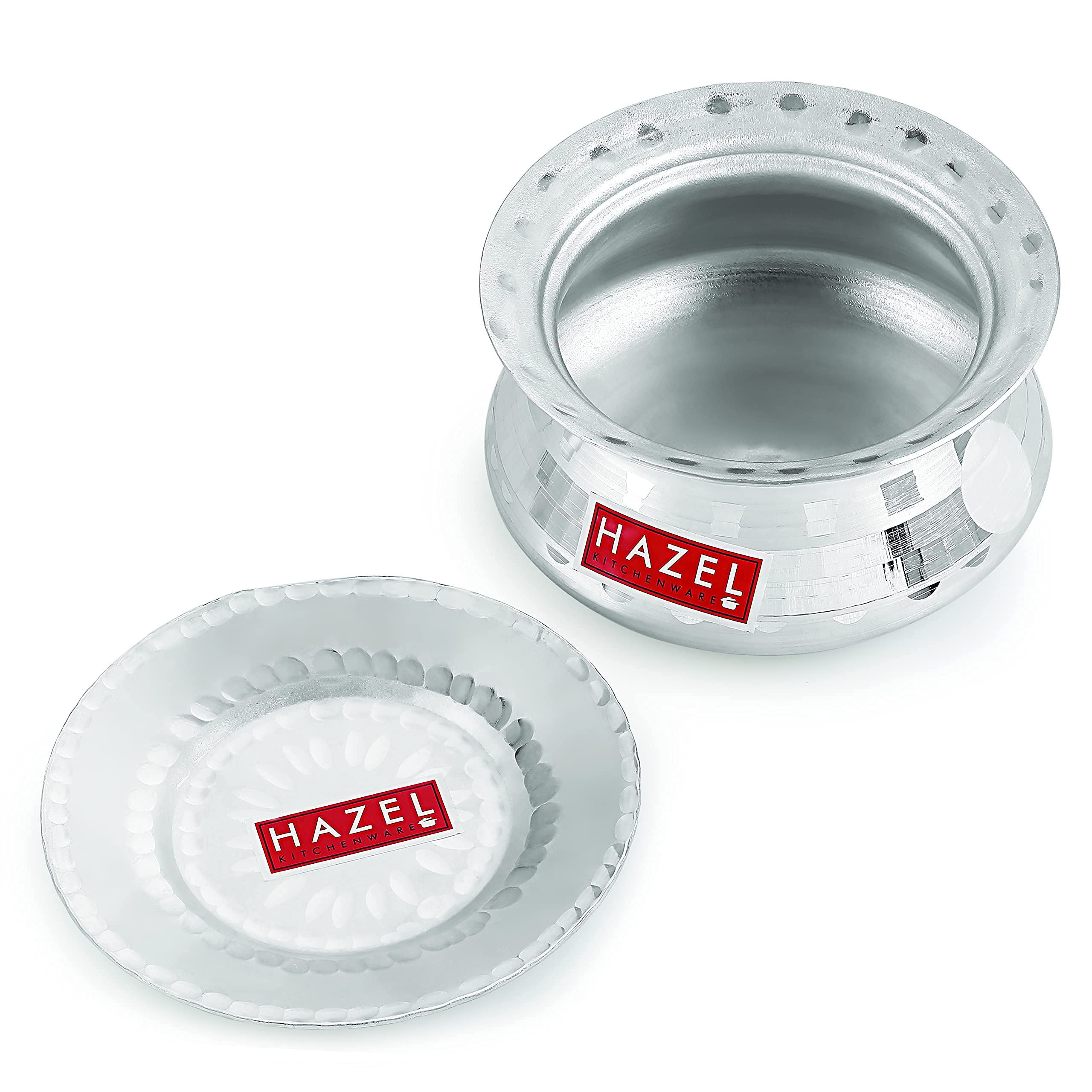 Hazel Aluminium Handi With Lid Hammered Finish Biryani Rice Cooking Pot, 17 Cm, 1200 Ml