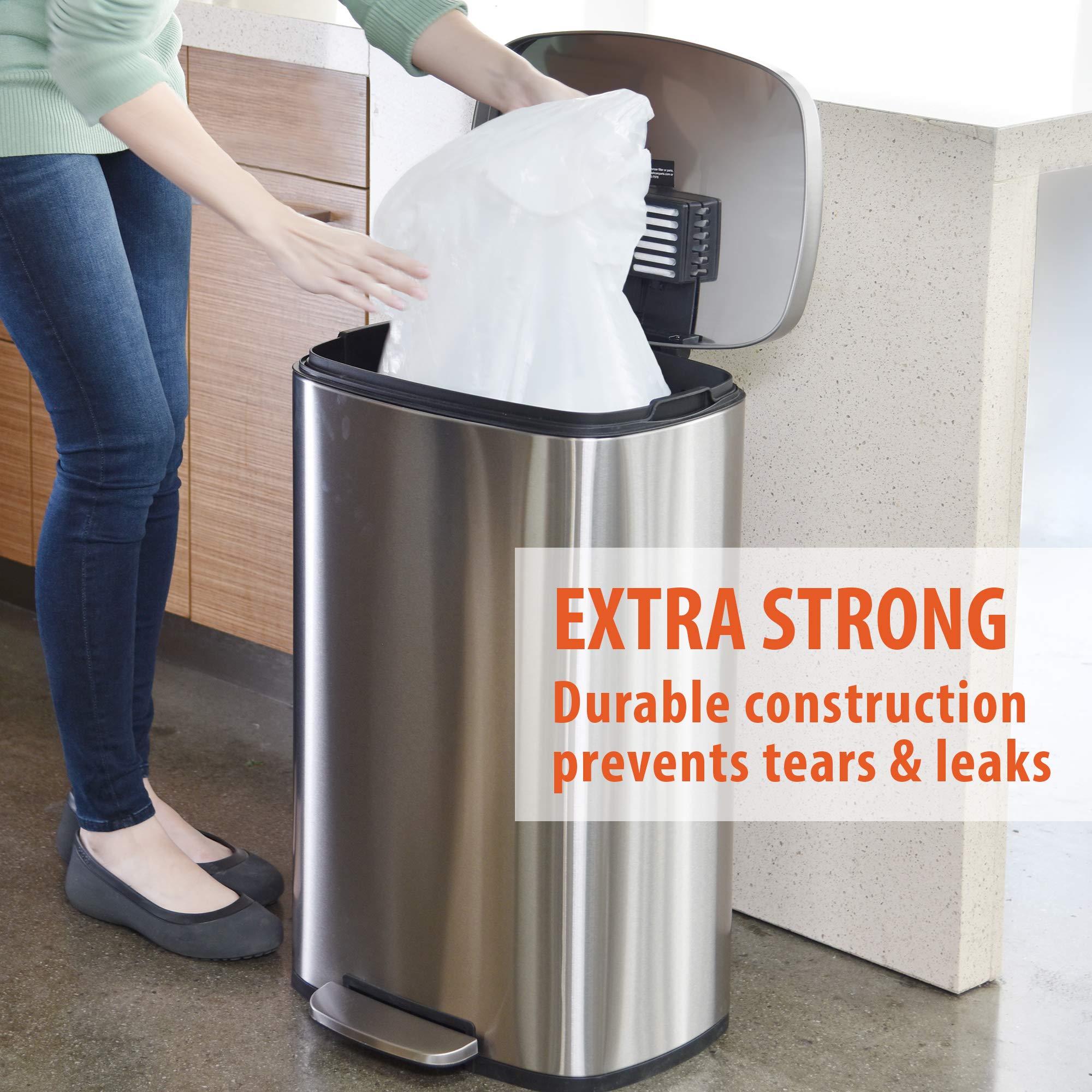 Itouchless Tall Trash Bags, 40 Count, Fits 13 Gal, 14 Gal, 15 Gal, And 16 Gallon Garbage Can, Extra-Large Strong Bathroom Kitche