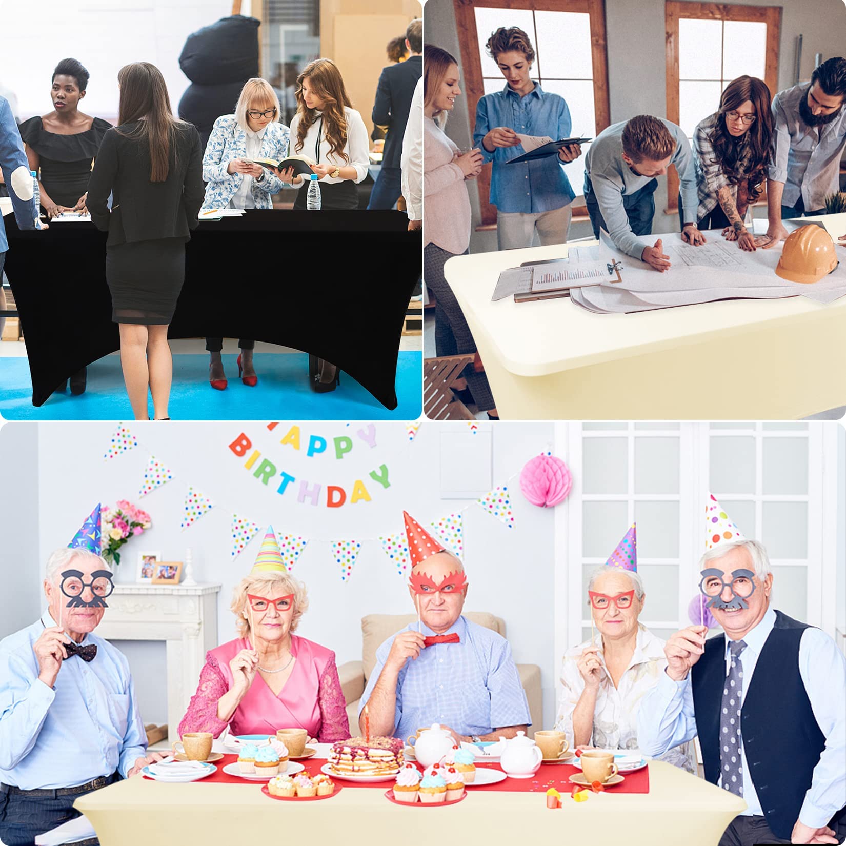 Bddc Table Covers For 8 Foot Tables, Spandex Table Covers 8Ft, White Table Cloths Rectangle 8Ft For Events, Wedding, Banquets &