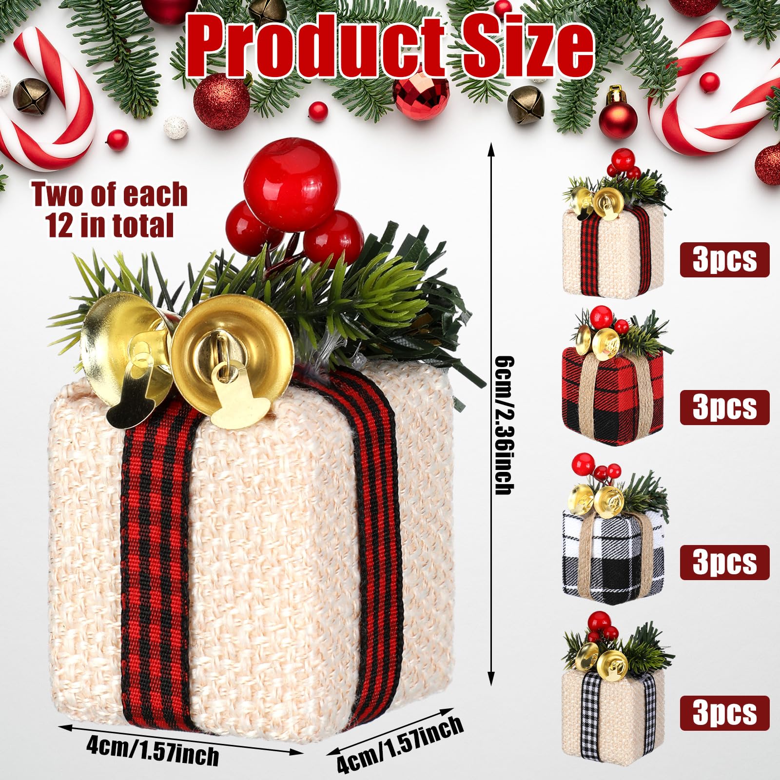 12 Pcs Christmas Tree Mini Gift Boxes Christmas Tree Ornaments Present Decoration Christmas Ornaments Pendant Decoration with Be