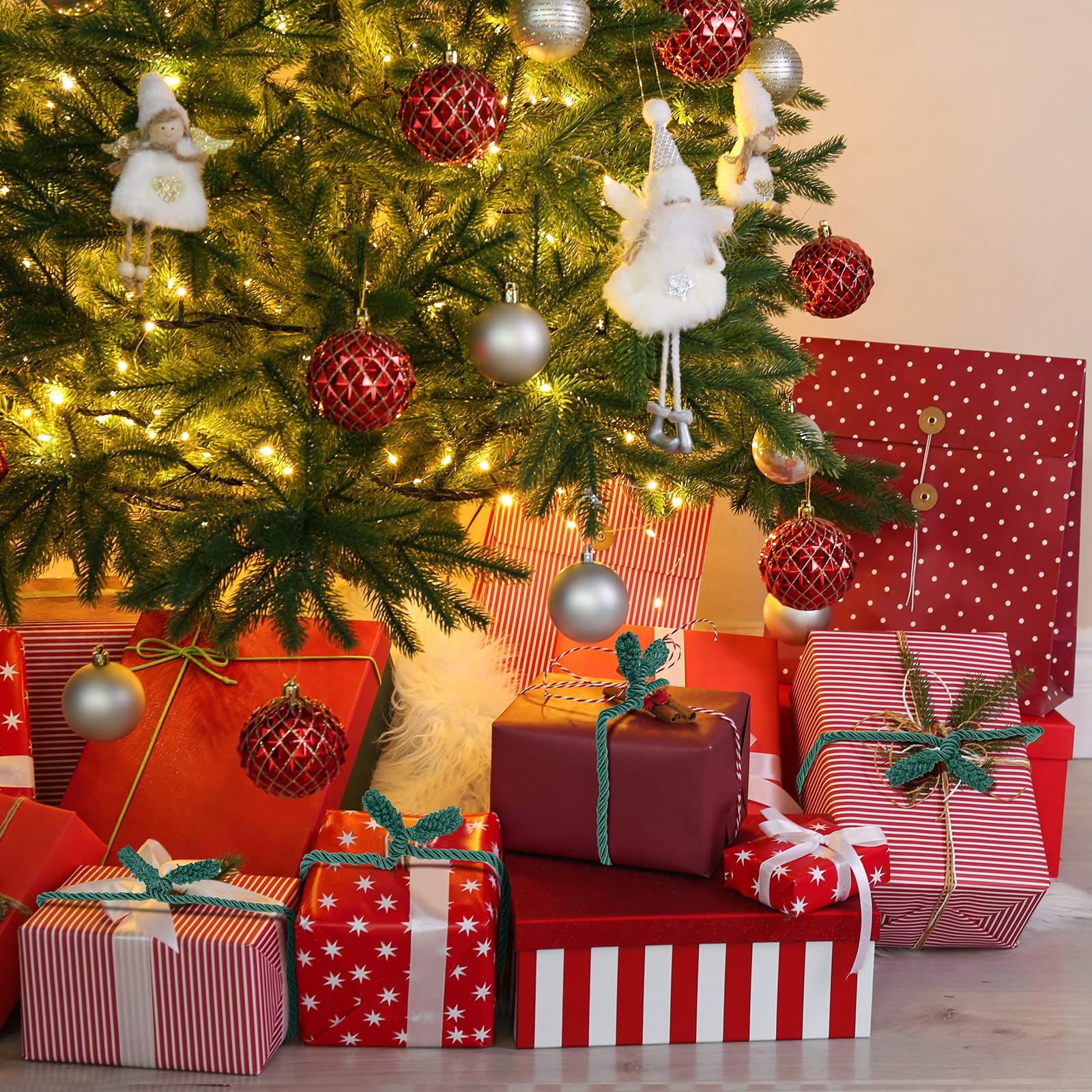 Zhengmy 32 Pcs 20 Inches Christmas Garland Ties Christmas Decorative Twist Ties for Banister Reusable and Flexible Twist for Xma