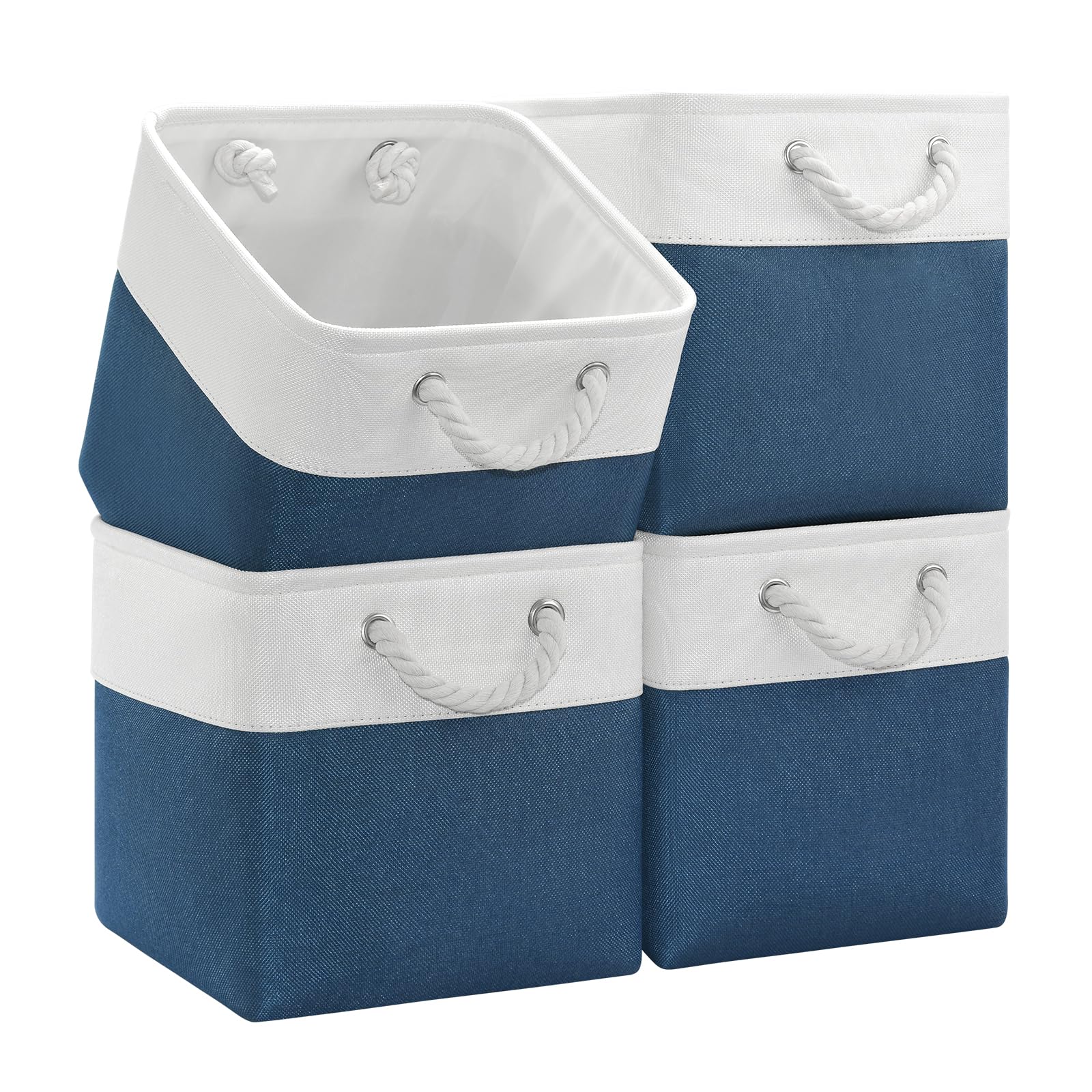 Patvingot 11X11 Cube Storage Bins,4 Pack Foldable Fabric Cube Organizer Bins With Rope Handles ,Storage Cubes For Organizing Bed