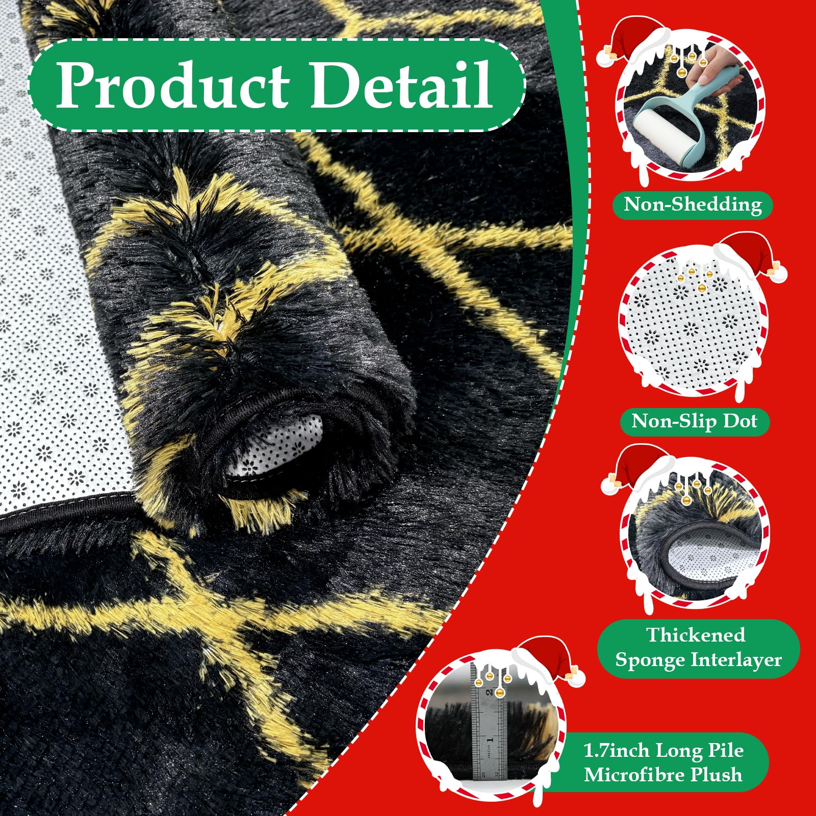 Shag Area Rug for Bedroom 4x6,Fluffy Area Rugs for Living Room,Geometric Soft Fuzzy Rug Non-Shedding Indoor Plush Carpet for Kid