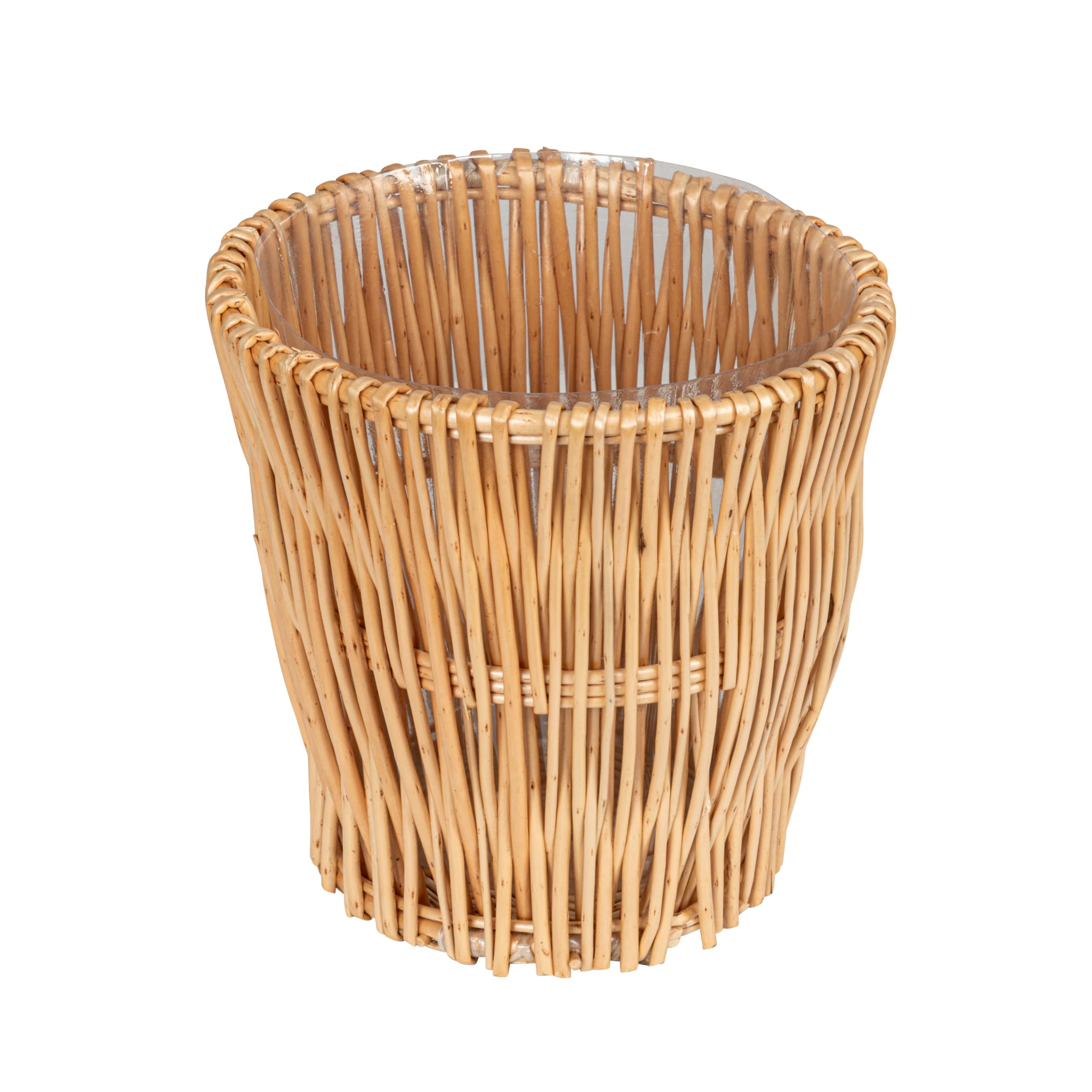 Household Essentials Small Reed Willow Waste Basket, Handwoven Basket With Removable Liner, Attractive Alternative To Plastic Or