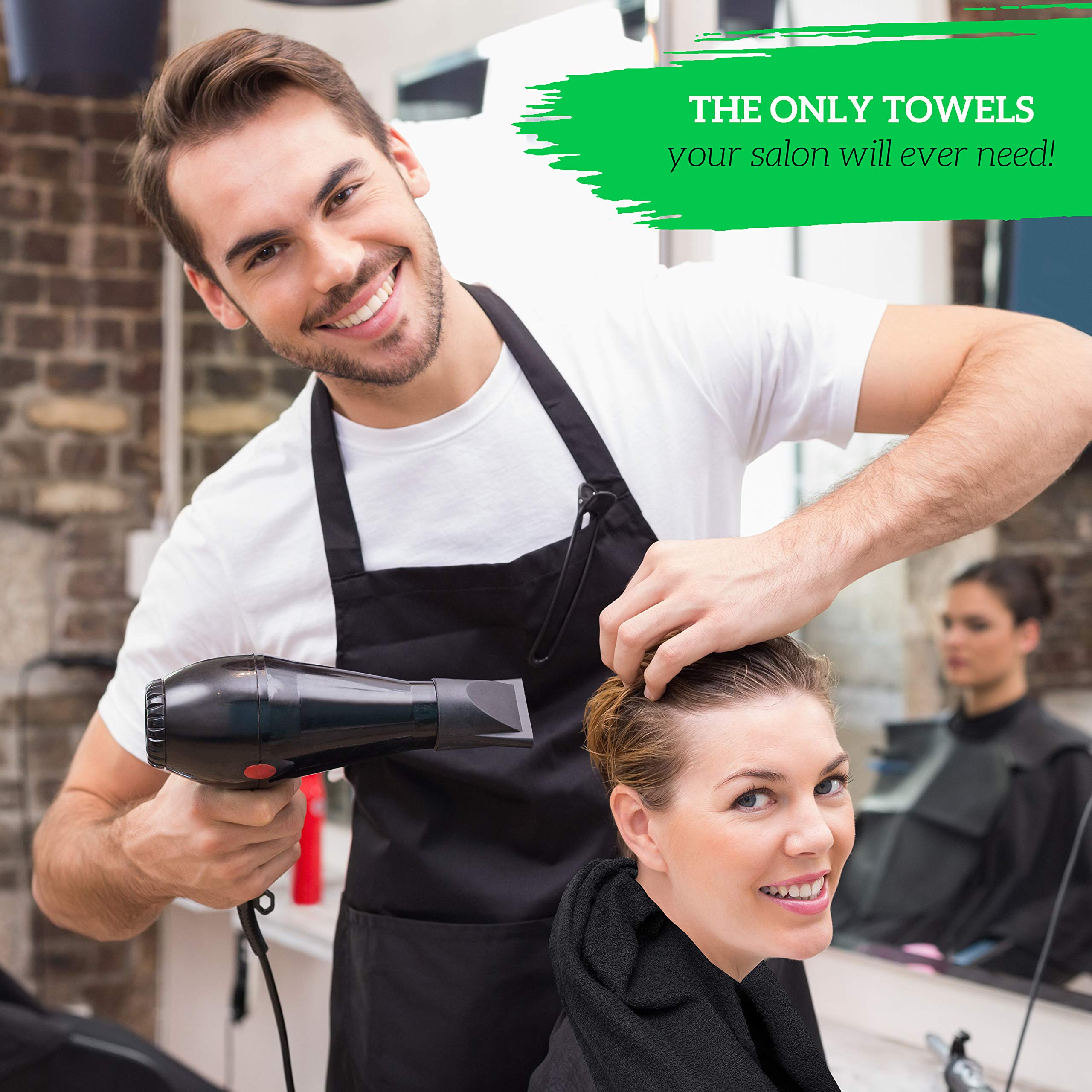 GREEN LIFESTYLE 24 Pack Black Microfiber Bleach Safe Towel Bulk Sets, Premium Spa Quality, Super Soft and Absorbent for Gym, Poo