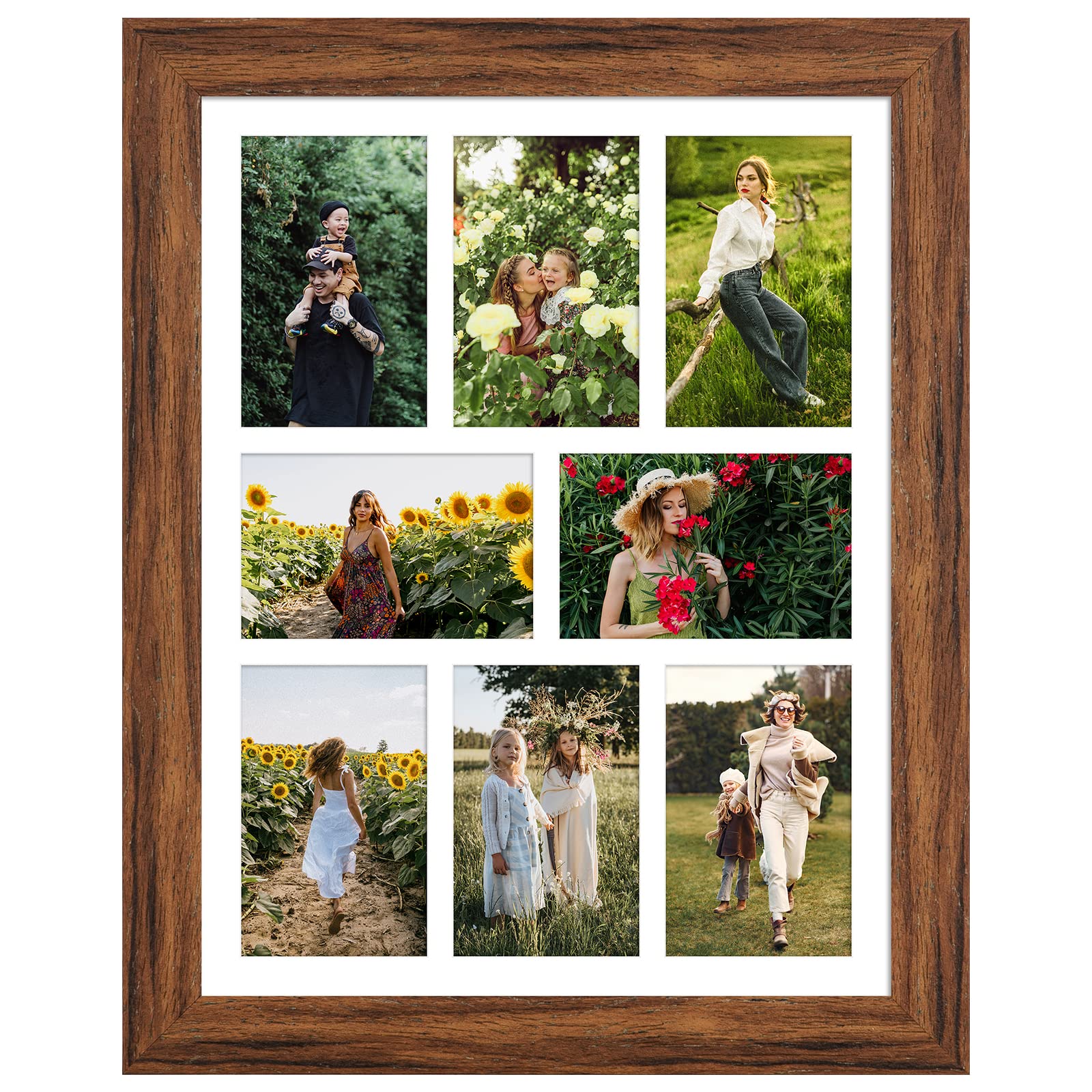 Gaevuian 13x17 Picture Frame Display 8 opening 4X6 Picture Frame Collage,Multi Photo Frame with Mat,Plexiglass,Wall or Tabletop 