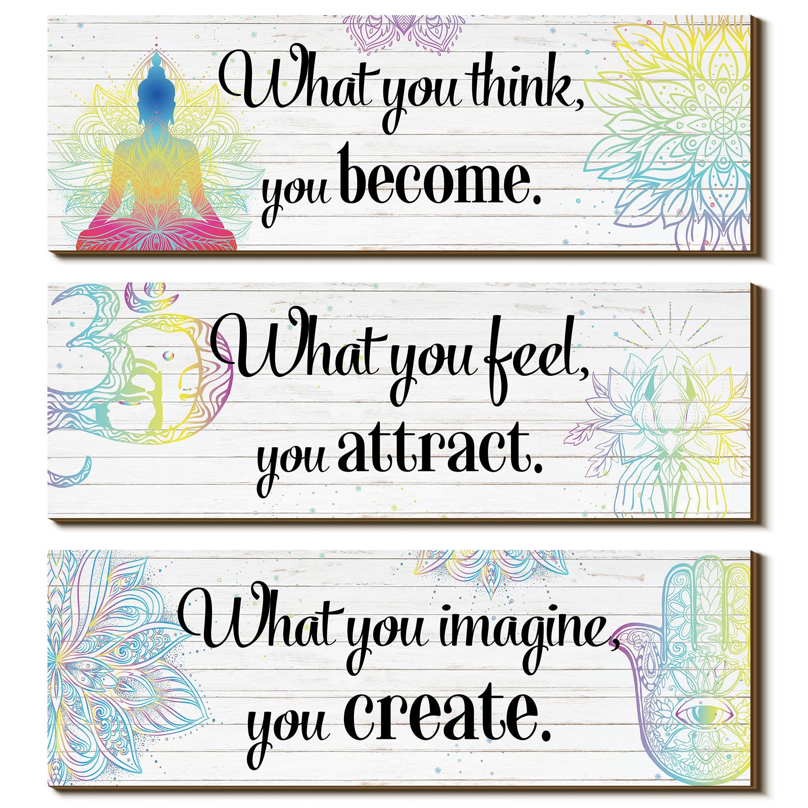 3 Buddha Wall Art Decor Chakra Decor for Bedroom Zen Meditation Wall Decor Buddha Quotes Decor Wall Art Spiritual Gift Wall Hang