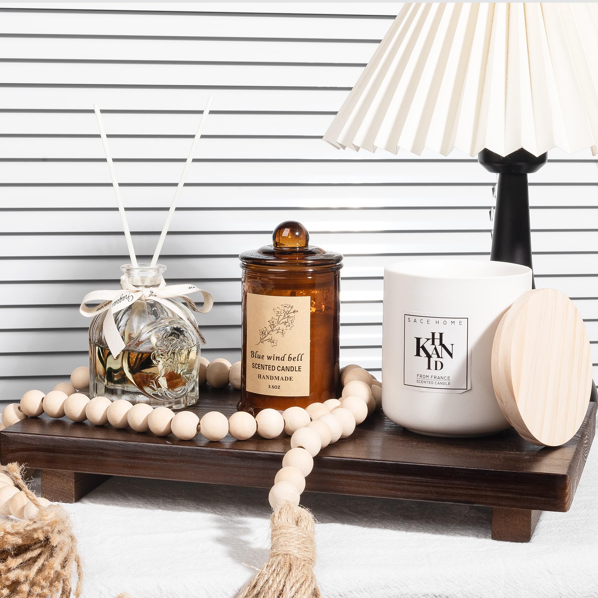 Bathroom Counter Organizer Wood Pedestal Stand Farmhouse Decorative Tray Soap Holder For Kitchen Decor, Large 11.8'' X 7'' - Wal