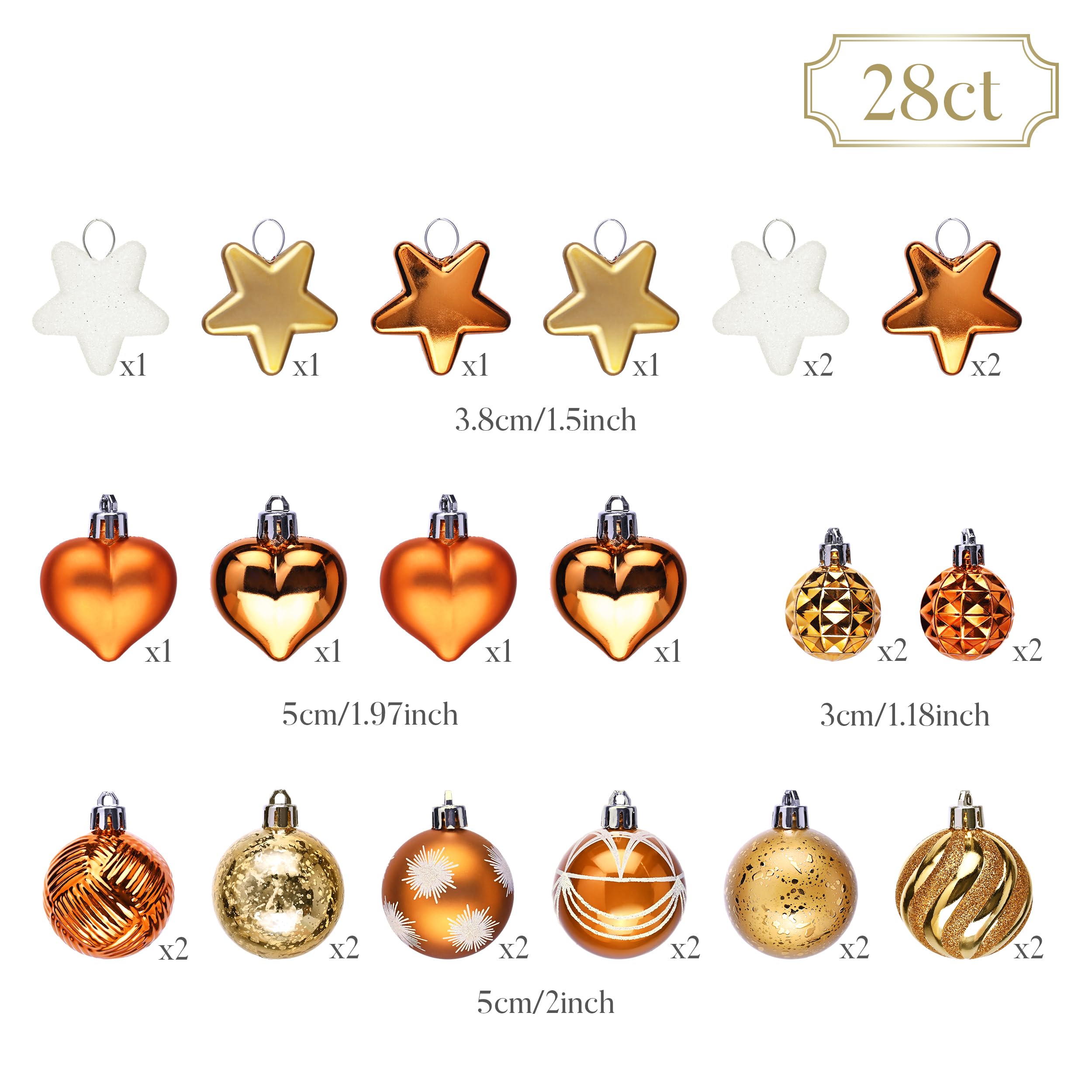 Valery Madelyn 28Pcs Fall Heart Shaped Ornaments Gift Pack, Thanksgiving Autumn Craft Painted Tree Heart Decorations, Orange Chr