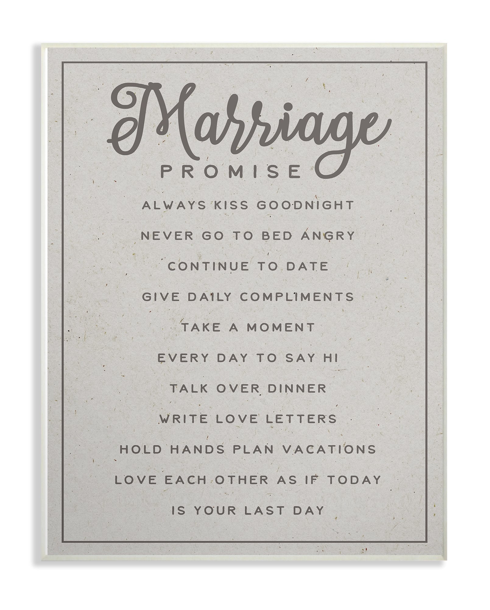 The Stupell Home Decor Collection Marriage Promise Wall Plaque Art, 10 X 0.5 X 15, Proudly Made In Usa