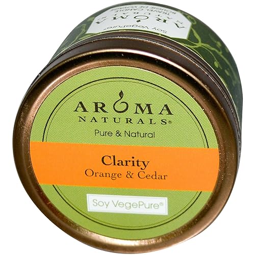 Soy VegePure, Travel Tin Candle, Clarity, Orange & Cedar, 2.8 oz (79.38 g), Aroma Naturals