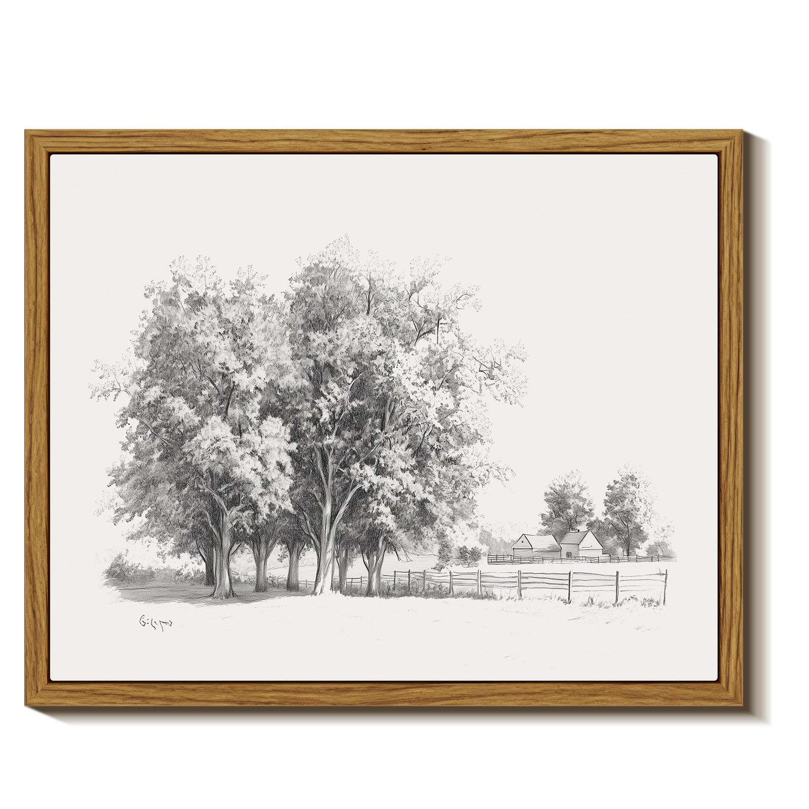 Insimsea Framed Wall Art For Living Room Vintage Tree Canvas Art Black And White Sketch Botanical Wall Decor Bedroom Artwork Far