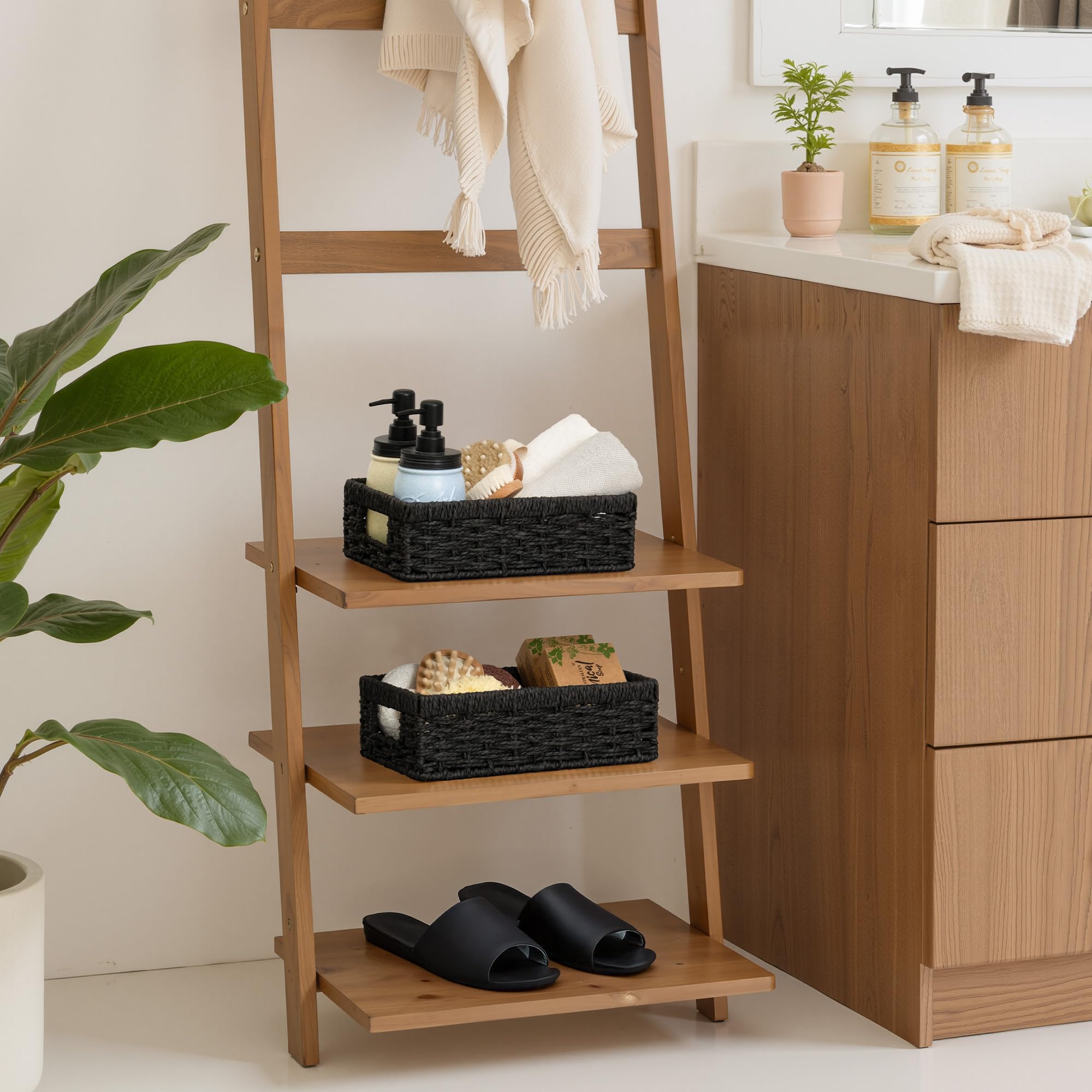 StorageWorks Wicker Basket Storage Organization, Large Woven Baskets for Organizing, Wicker Storage Basket with Handles, Water H