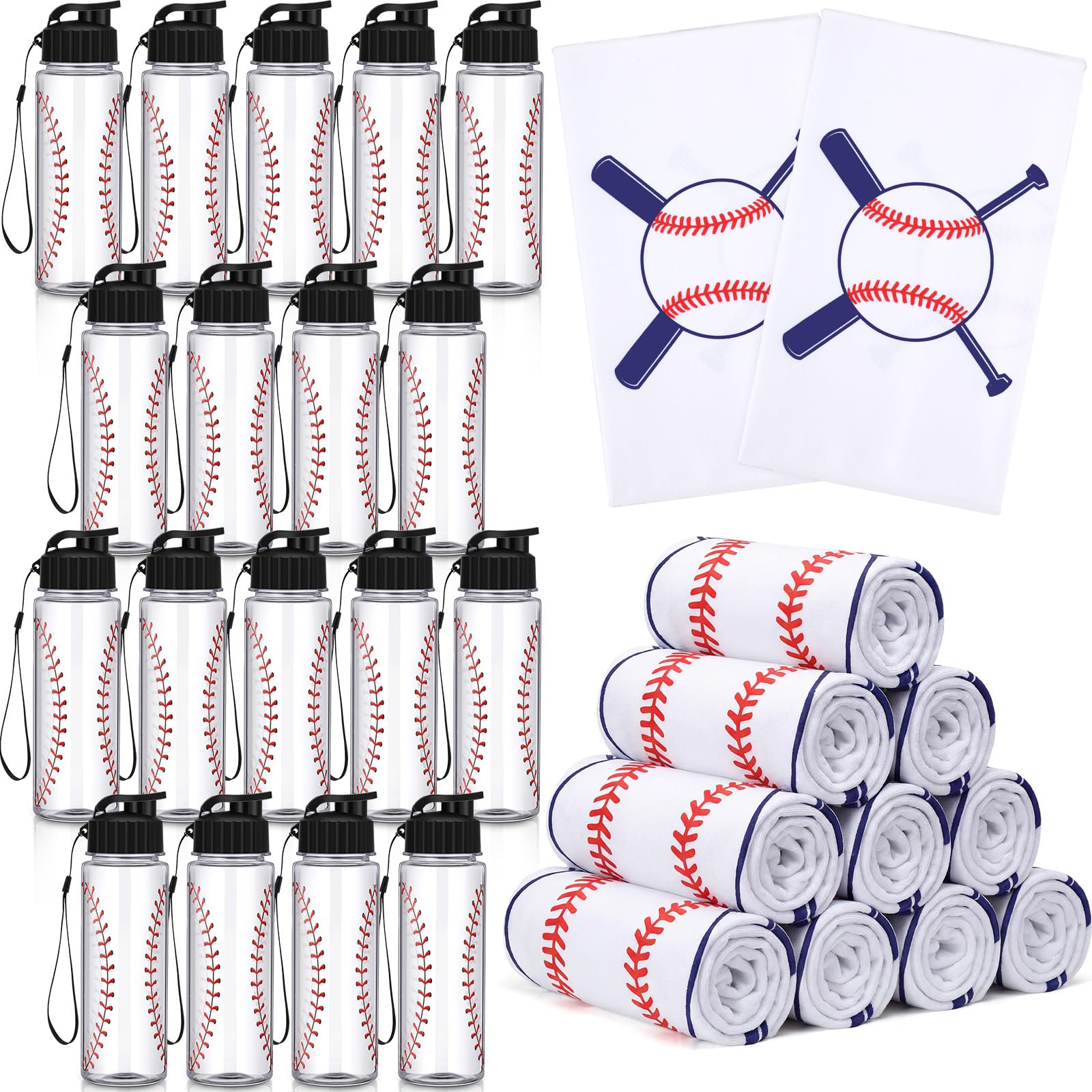 Reallnaive 36 Pcs Sports Water Bottle Cooling Towel Set Include 12 Reusable Sports Squeeze Water Bottle 12 Ice Towel Breathable 