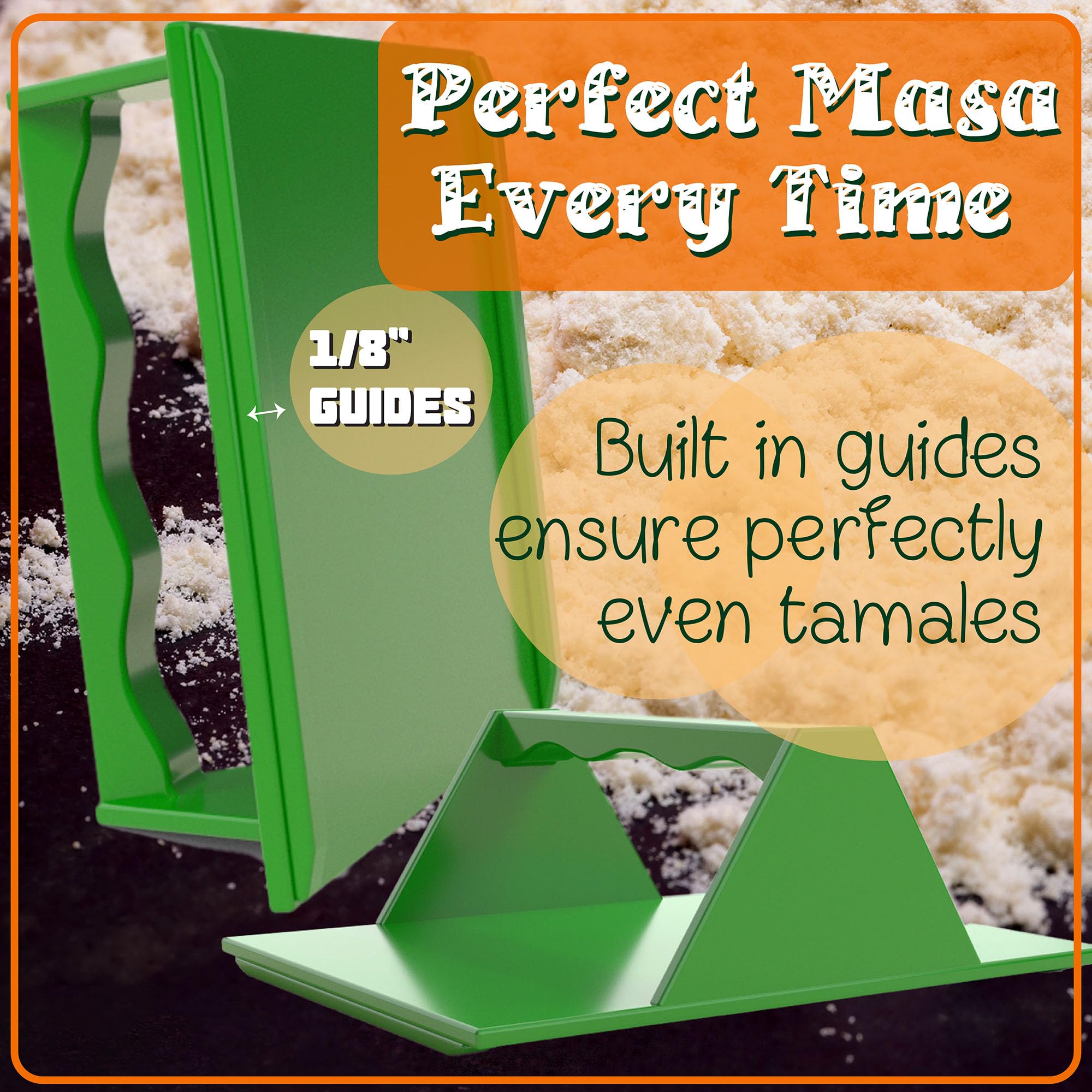 Mindful Design Tamales Masa Spreader - Easy Grip Ergonomic Handle, Green, 1 Pack, Model TN-1211957, Durable Plastic