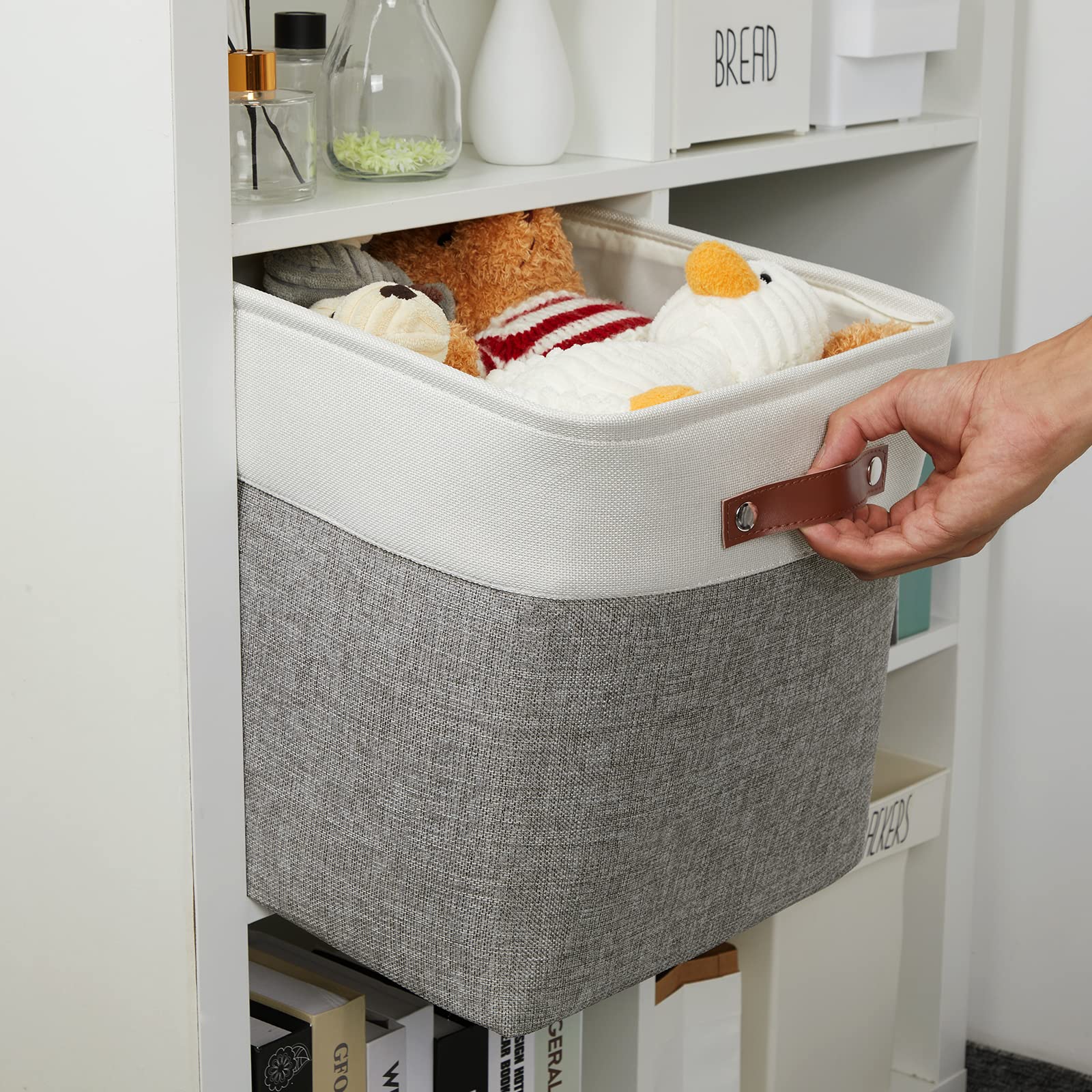 DULLEMELO 13 inch Fabric Storage Cubes 4 Pack Foldable Baskets/Bins for Home Office Organizer Closet  Shelves  Toy  Nursery
