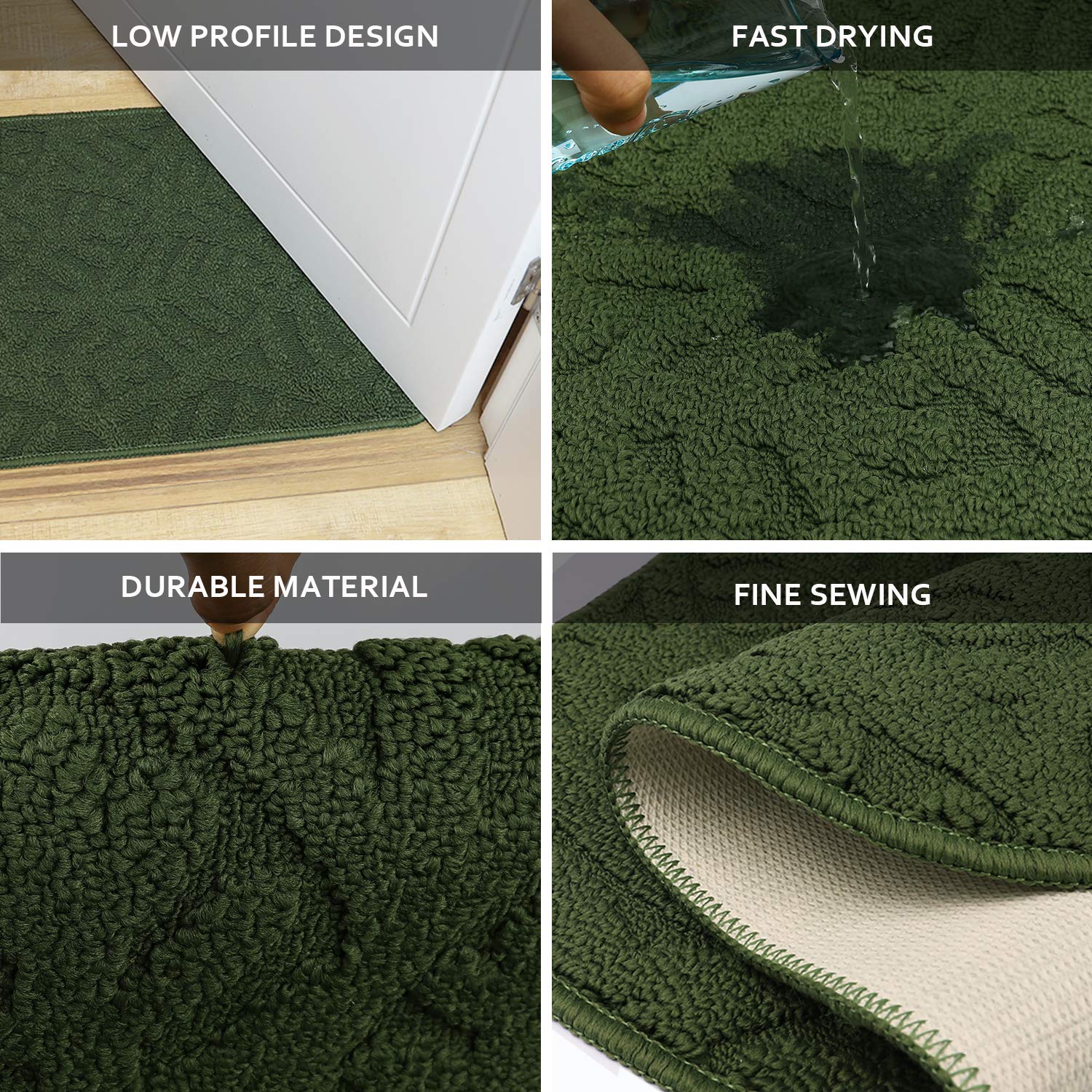 Toonow Indoor Doormat Front Door Mat,30''X18'', Low-Profile Machine Washable Kitchen Rug, Absorbent Mud Half Round Entrance Mat